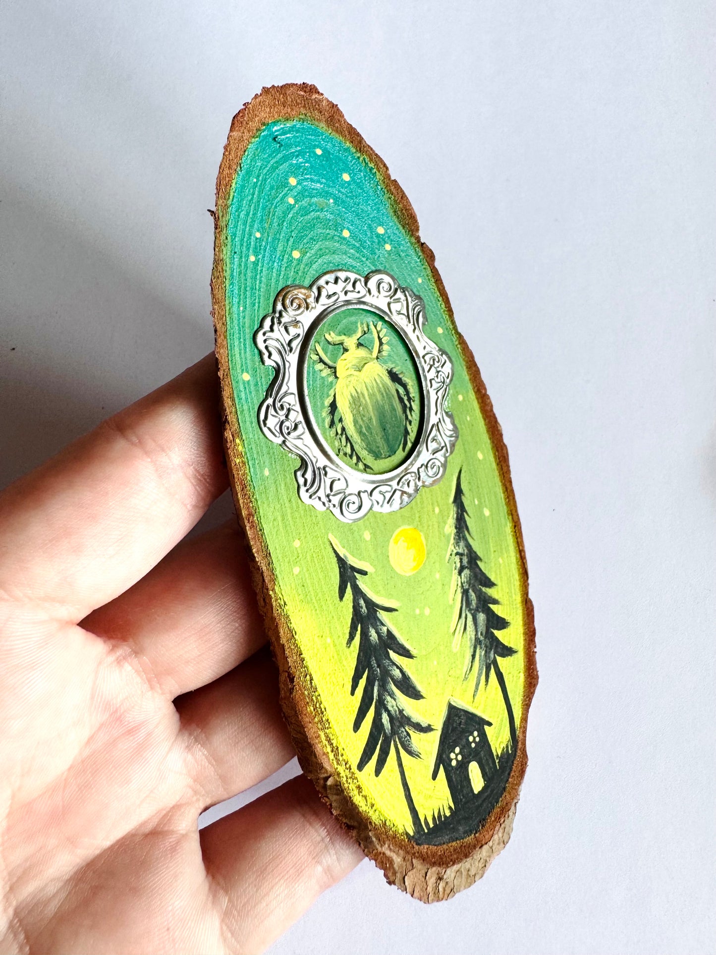 Hand-painted mini wood slice MAGNET / Kézzel festett mini fakorong mágnes
