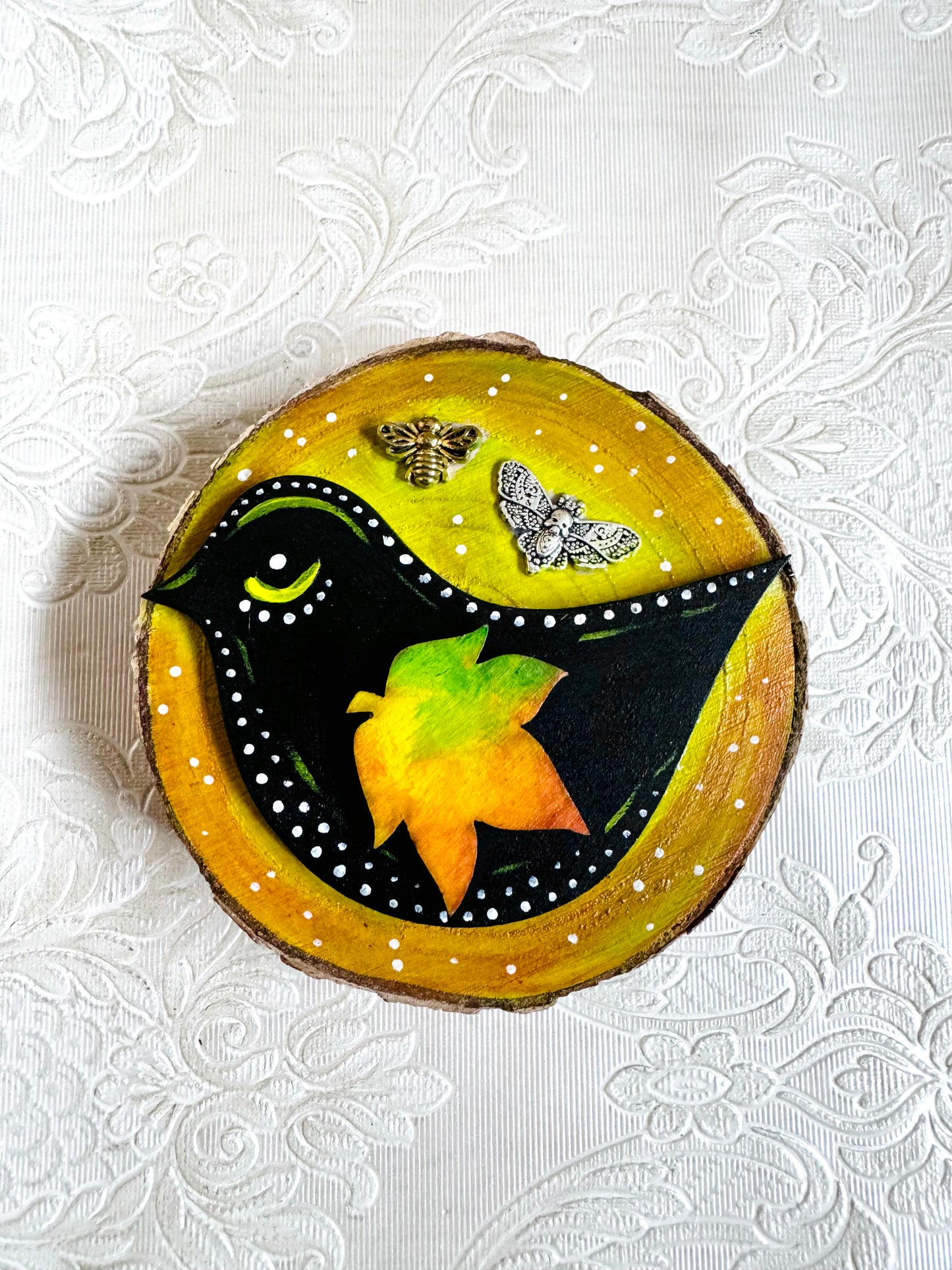 Hand-painted mini wood slice MAGNET / Kézzel festett mini fakorong mágnes