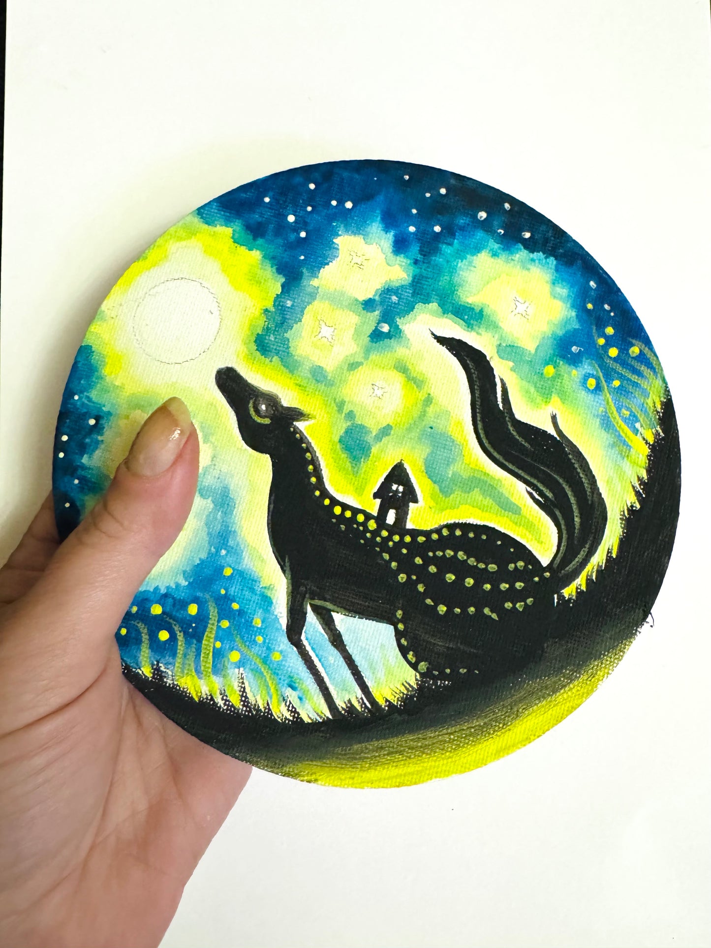 Original ROUND magnetic acrylic painting on canvas / Eredeti akrilfestmény KEREK vásznon (mágneses)