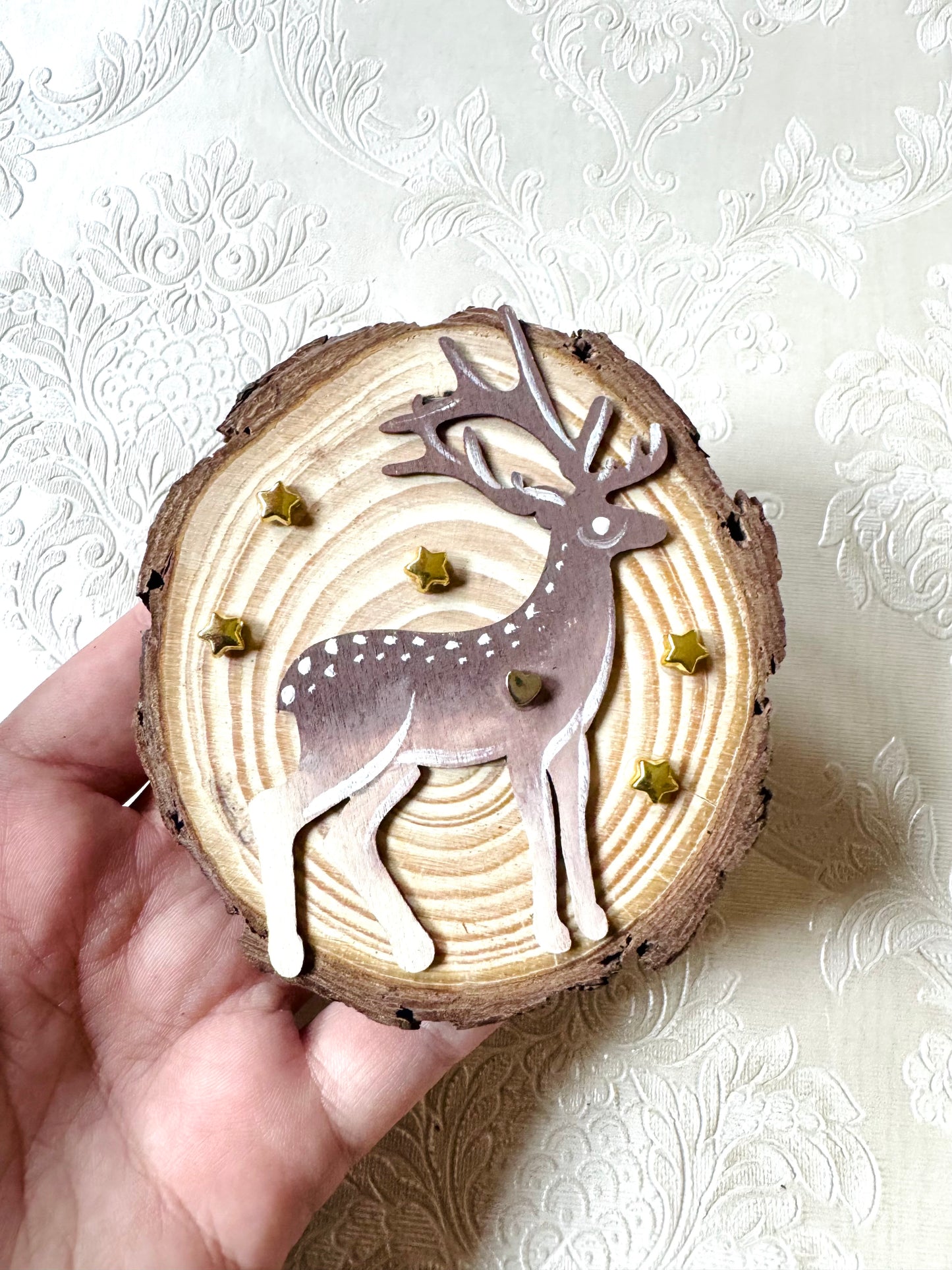 Hand-painted mini wood slice MAGNET / Kézzel festett mini fakorong mágnes