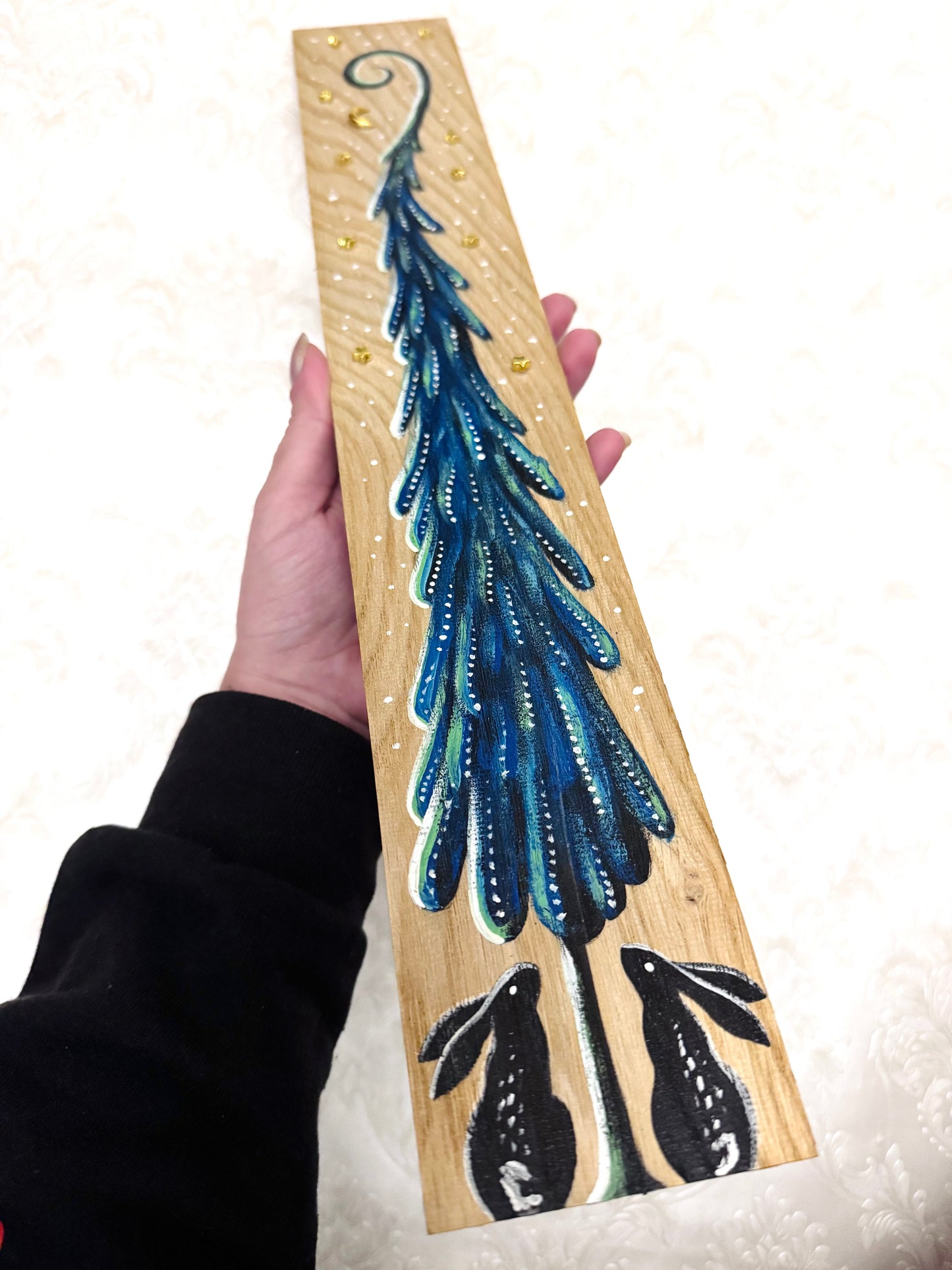 Parkettaléc-festmény NAGYOBB / Painting on wooden parquette strip, LARGER SIZE