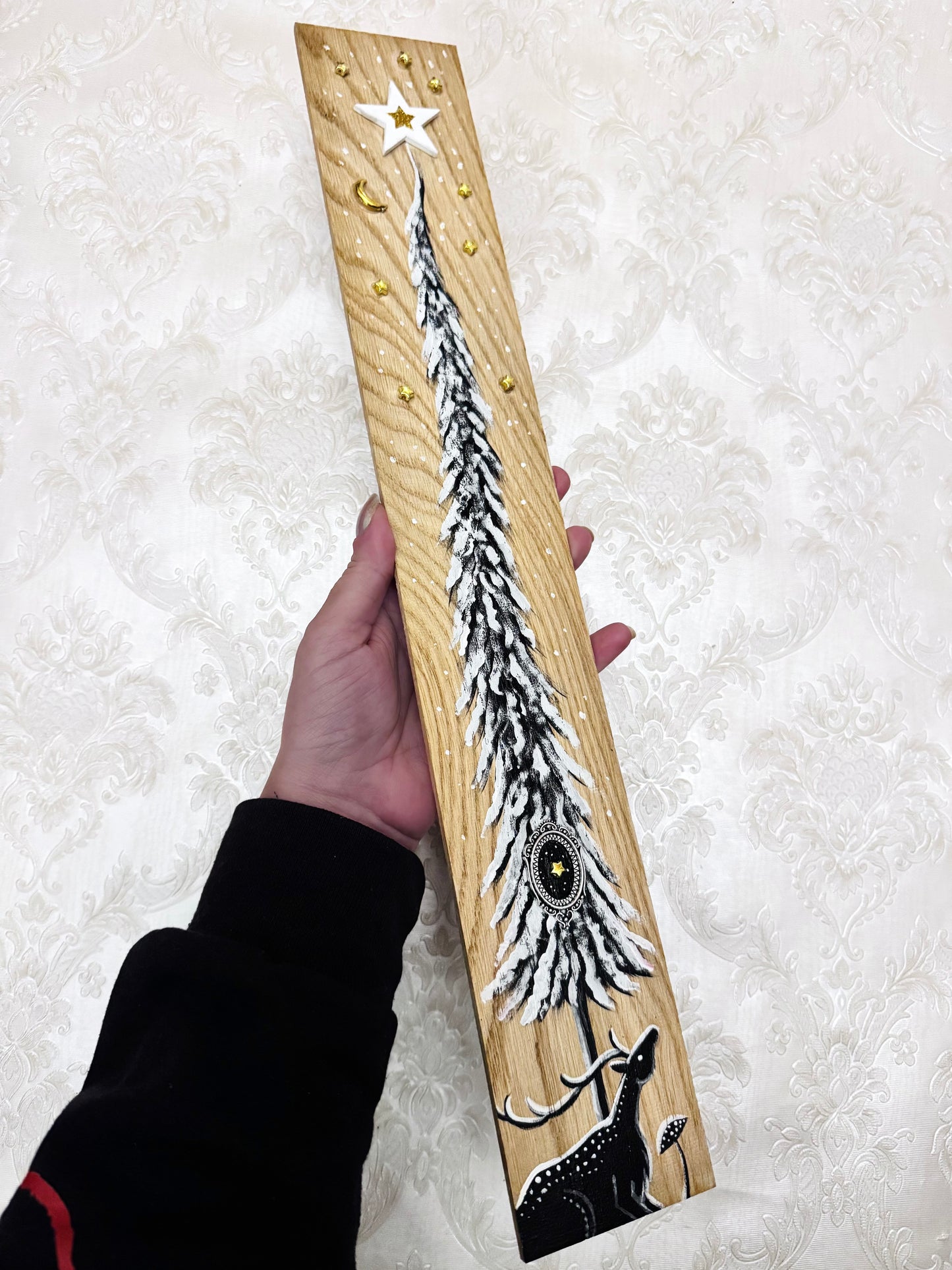 Parkettaléc-festmény NAGYOBB / Painting on wooden parquette strip, LARGER SIZE