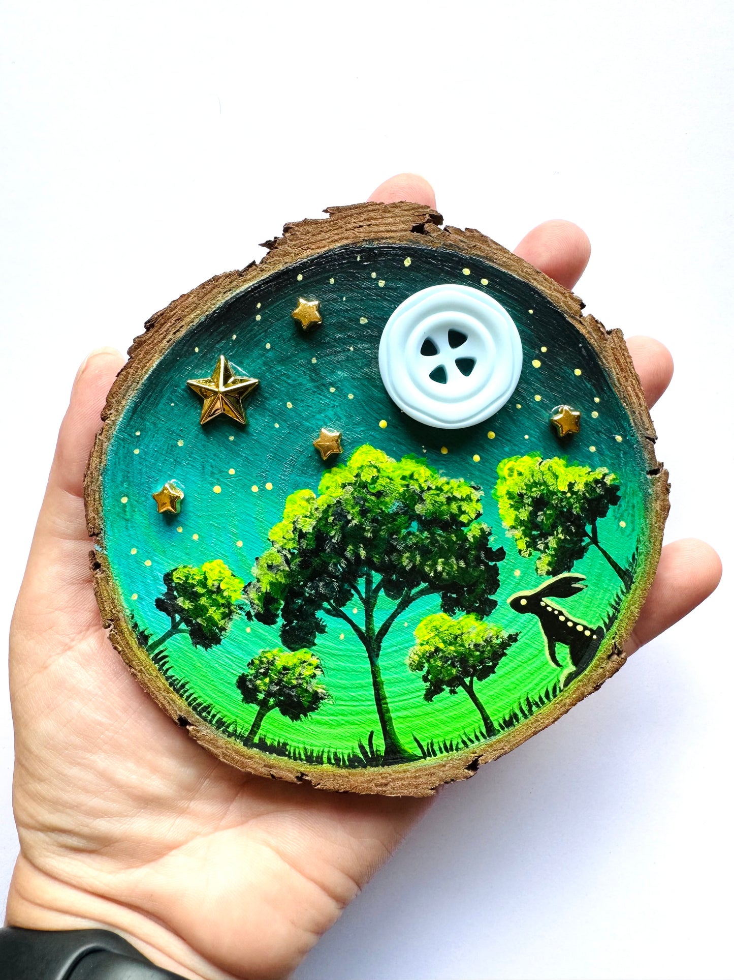 Hand-painted rustic wood slice smaller / Kézzel festett rusztikus fakorong kisebb