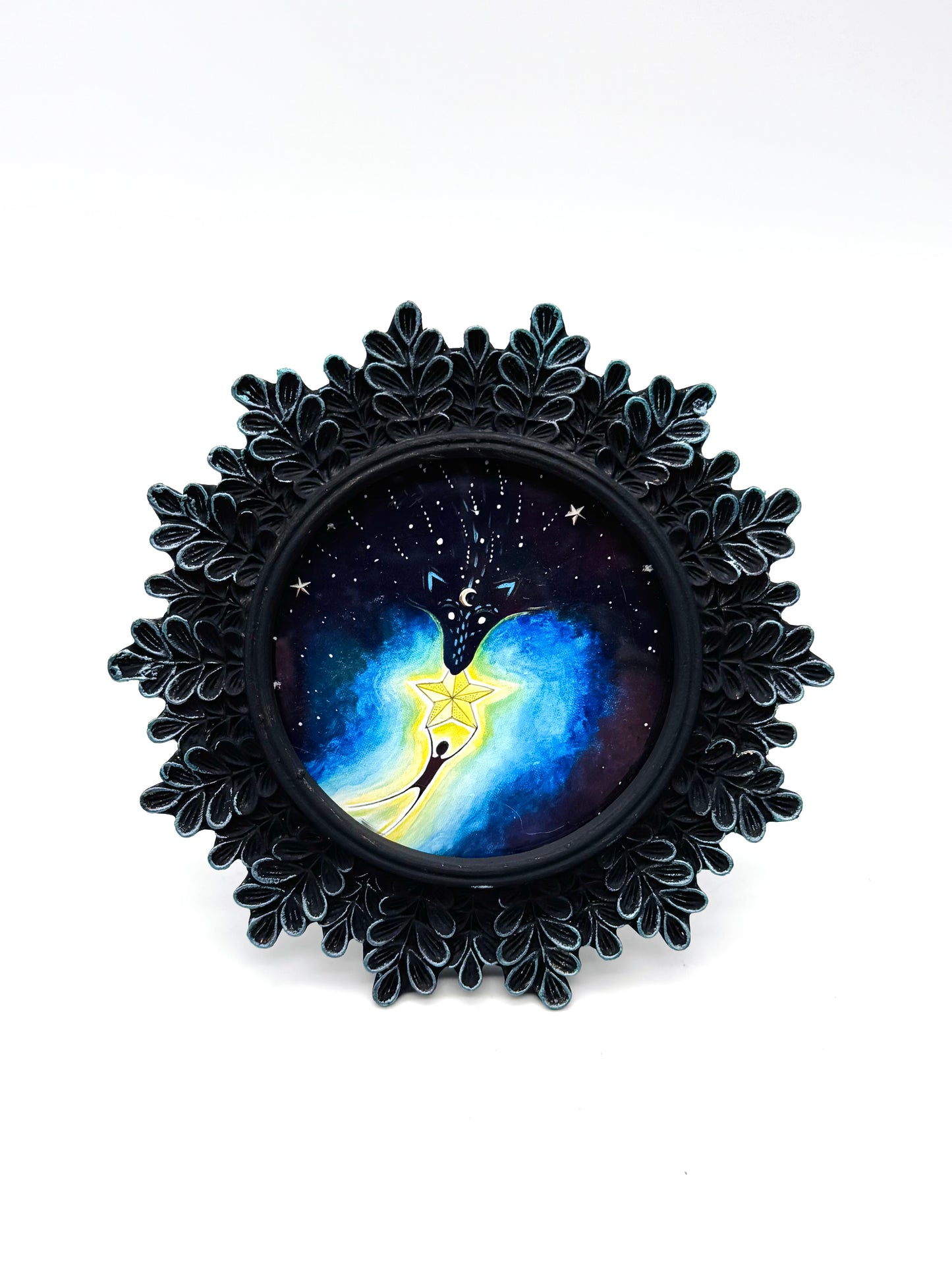 Mini round framed art print in an ornate frame / Mini kerek keretezett művészi nyomat díszes keretben