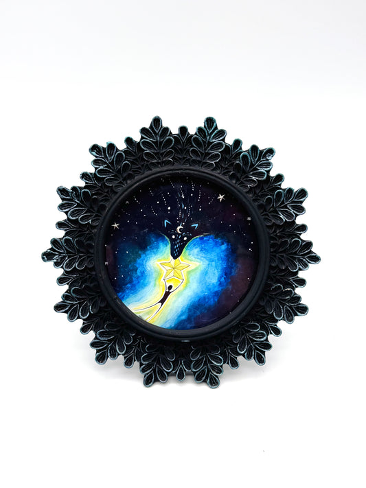 Mini round framed art print in an ornate frame / Mini kerek keretezett művészi nyomat díszes keretben