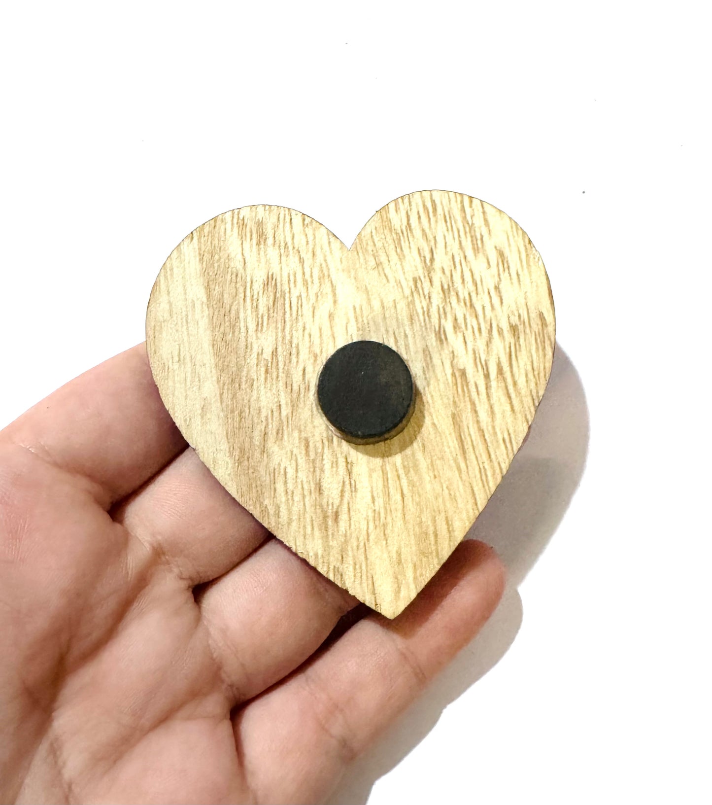 Hand-painted (bigger) wood & steel heart MAGNET / Kézzel festett nagyobb fa & fém szív MÁGNES