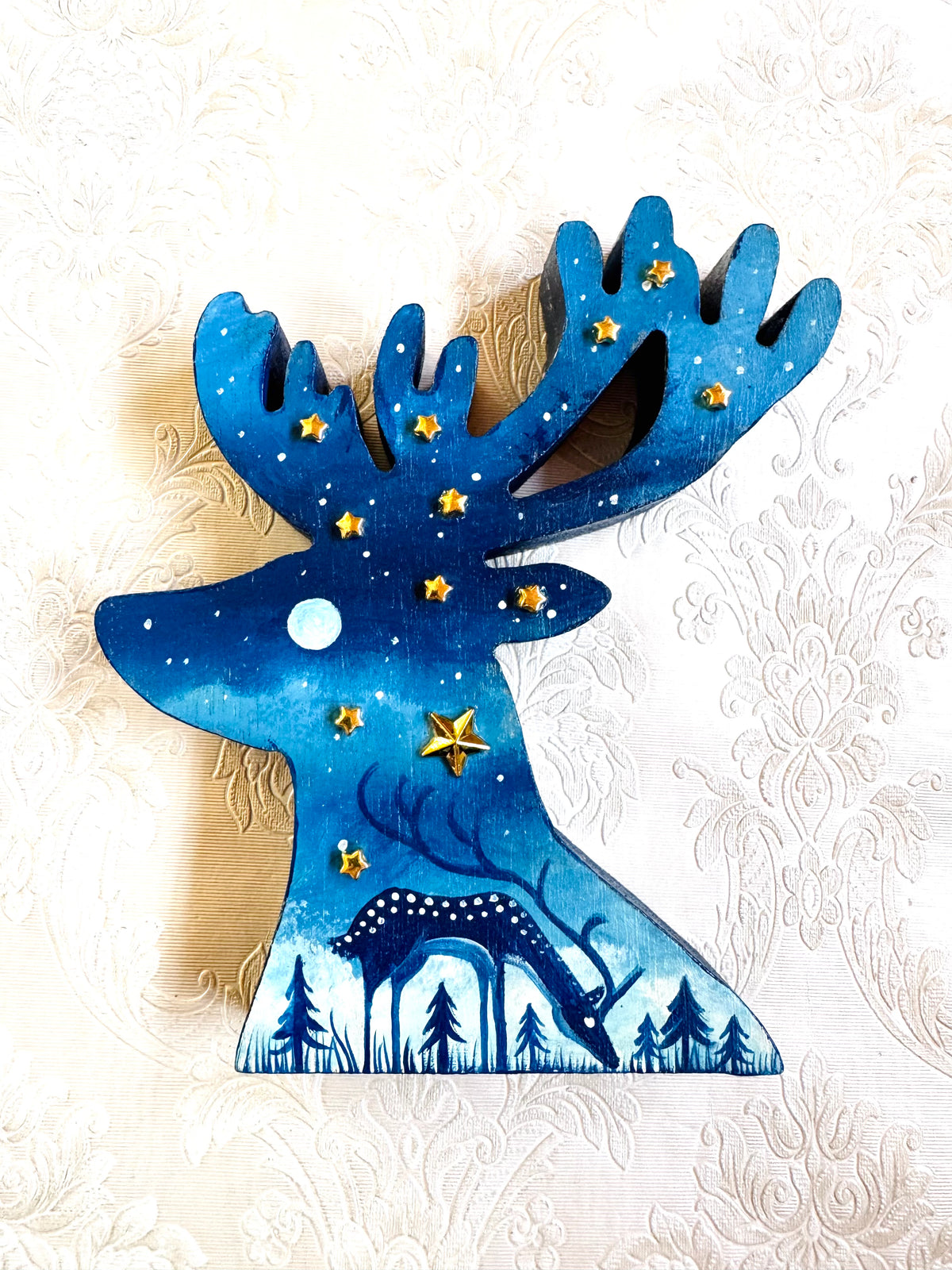 Christmas deer head figurine / Karácsonyi szarvasfej
