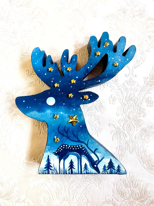 Christmas deer head figurine / Karácsonyi szarvasfej