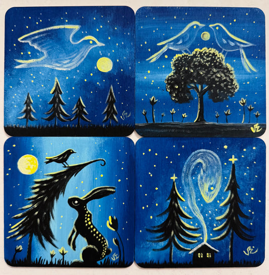 EYCIIR kézzel festett alátét szett (4 db-os) / EYCIIR handpainted coaster set (4 pcs)
