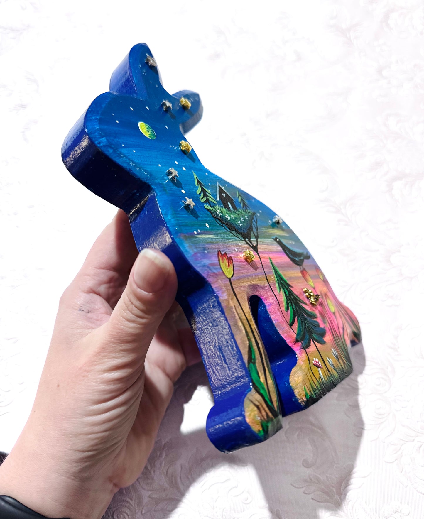 Springdecor rabbit wooden figurine LARGER SIZE / Tavaszi nyuszi álló fafigura NAGYOBB MÉRET