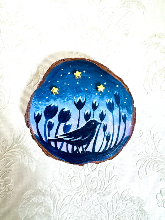 Hand-painted mini wood slice MAGNET / Kézzel festett mini fakorong mágnes