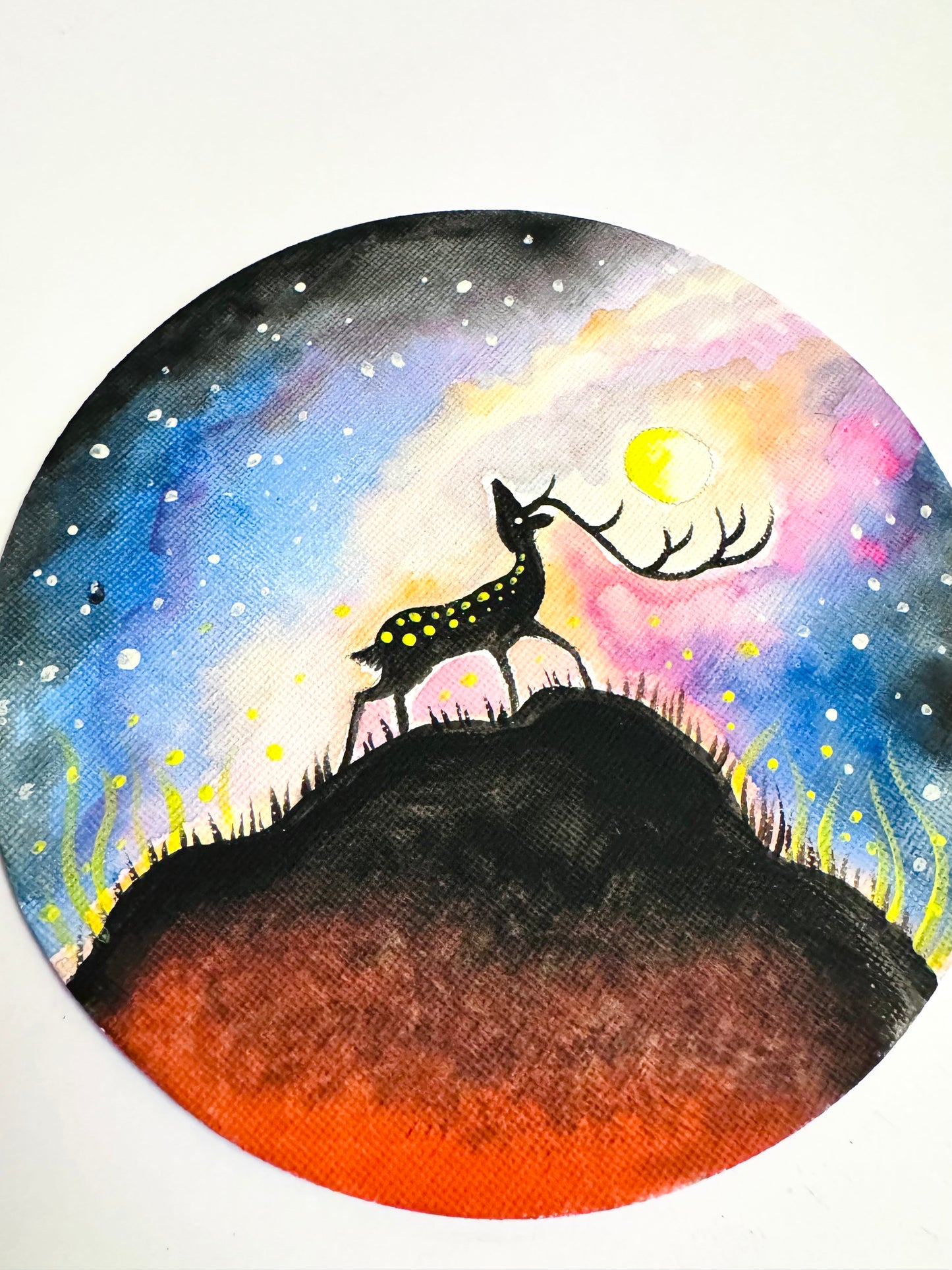 Original ROUND magnetic acrylic painting on canvas / Eredeti akrilfestmény KEREK vásznon (mágneses)