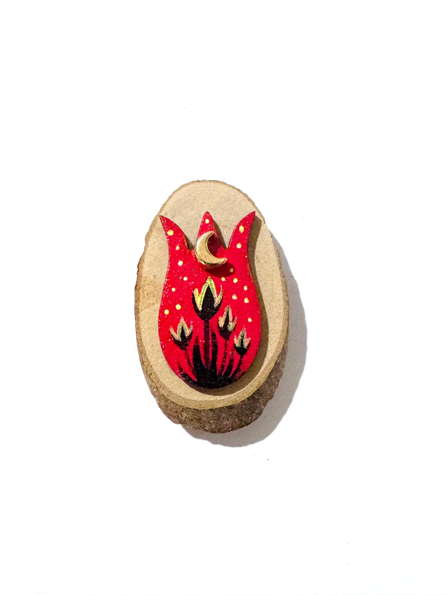 Hand-painted mini wood & steel tulip MAGNET / Kézzel festett mini fa & fém tulipán MÁGNES