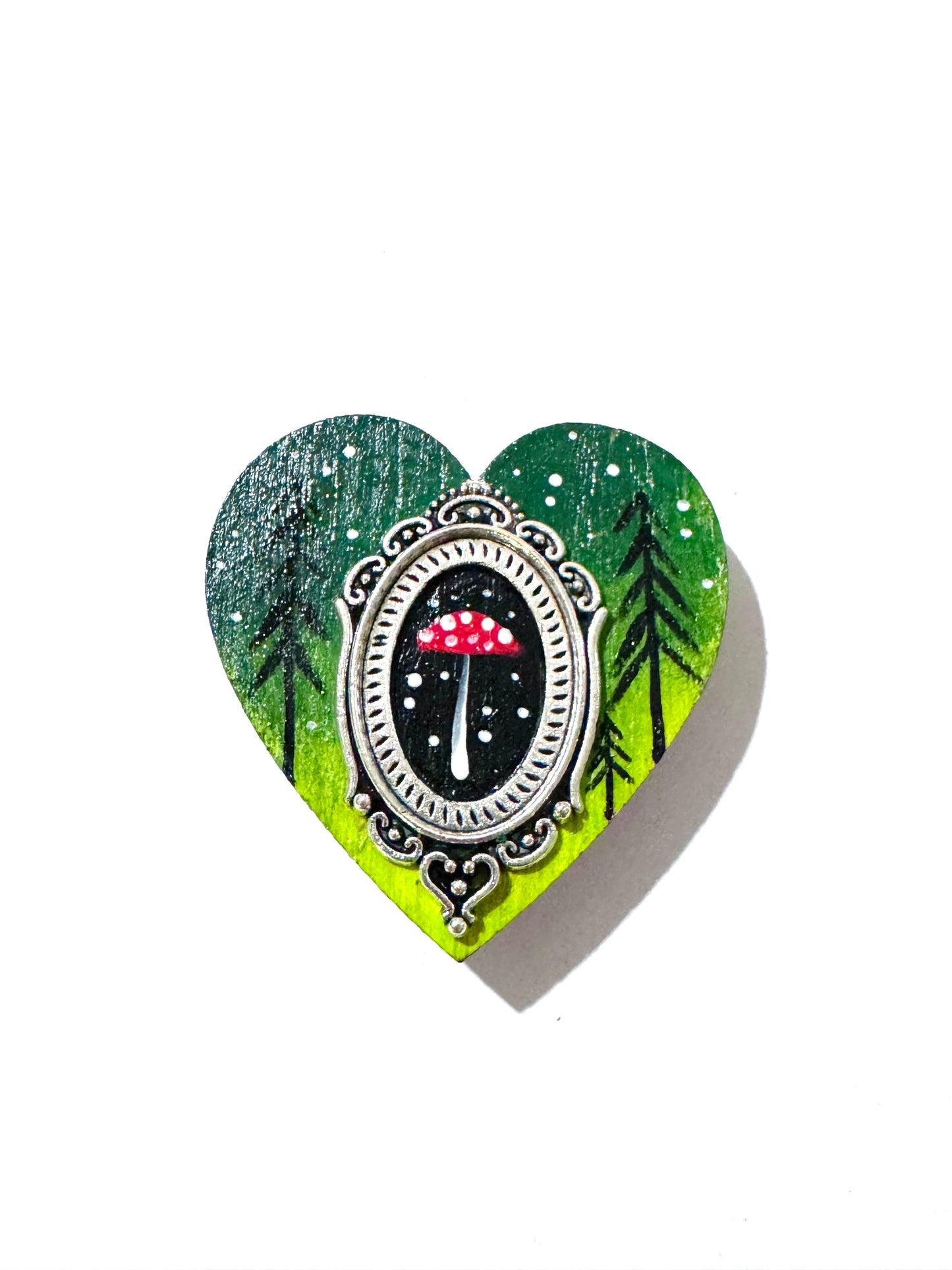 Hand-painted mini wood & steel heart MAGNET / Kézzel festett mini fa & fém szív MÁGNES