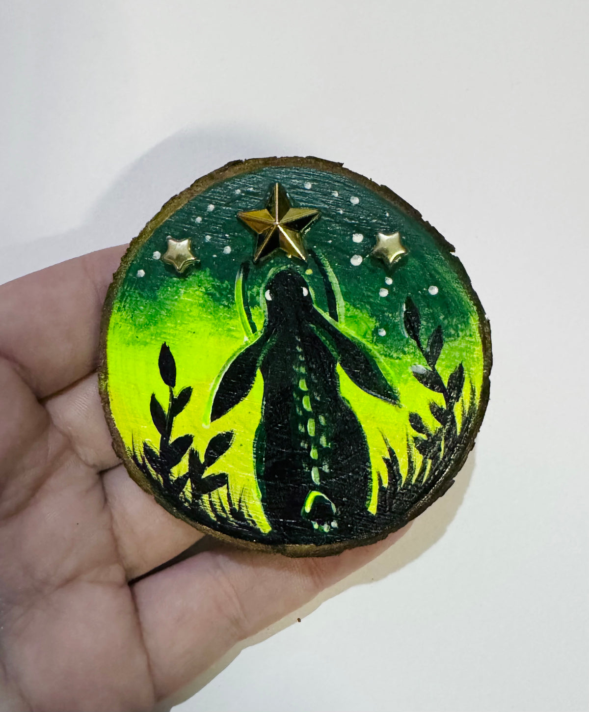 Hand-painted mini wood slice MAGNET / Kézzel festett mini fakorong mágnes