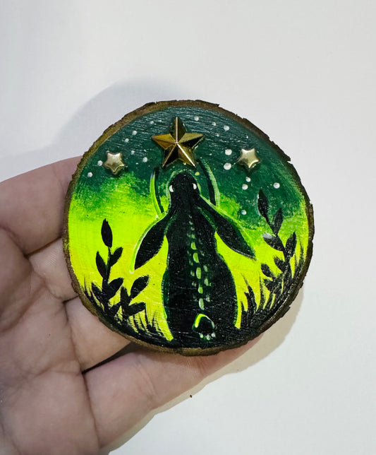 Hand-painted mini wood slice MAGNET / Kézzel festett mini fakorong mágnes