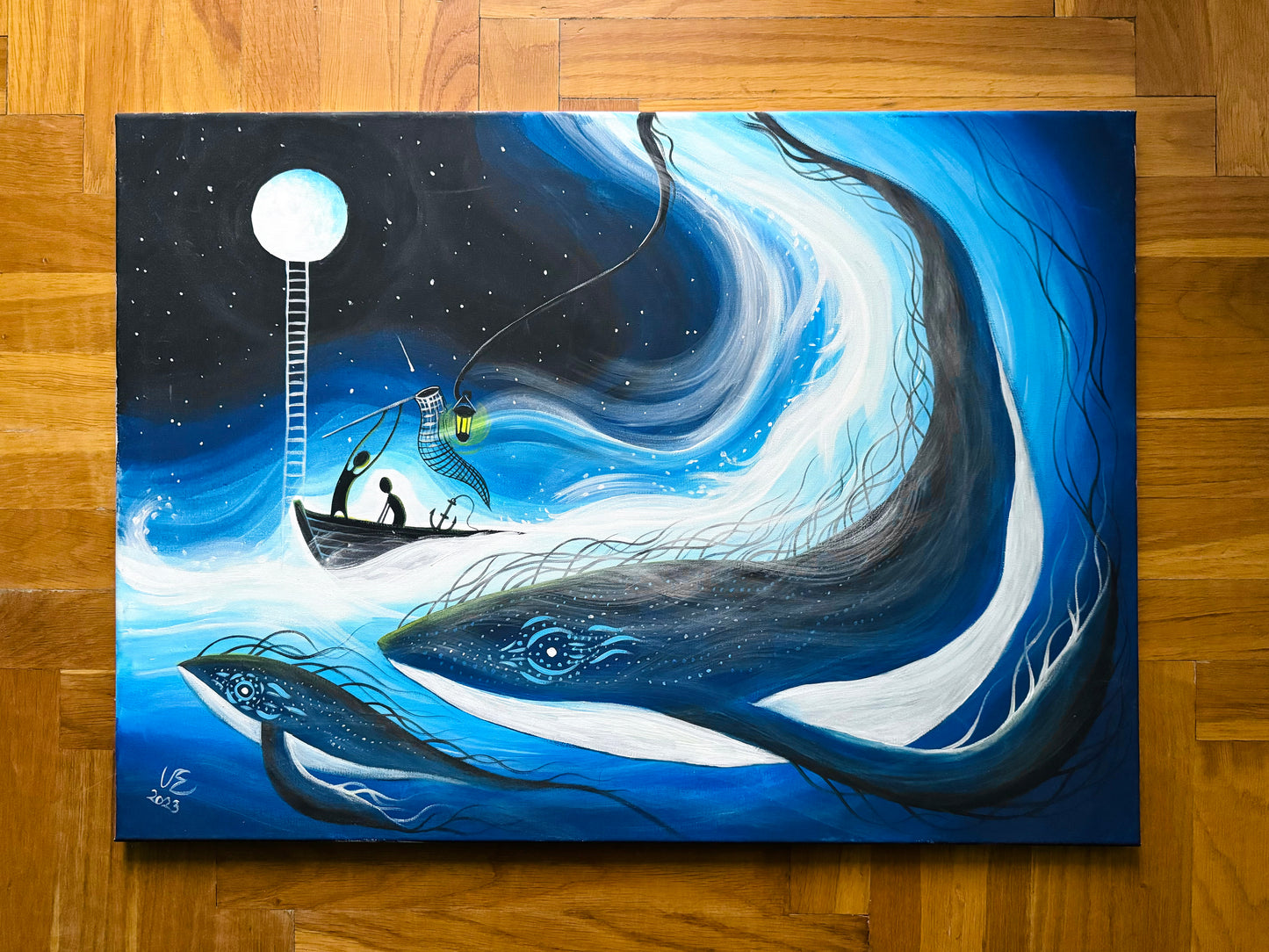 LARGE original acrylic painting on CANVAS / Nagy EREDETI festmény vászonra