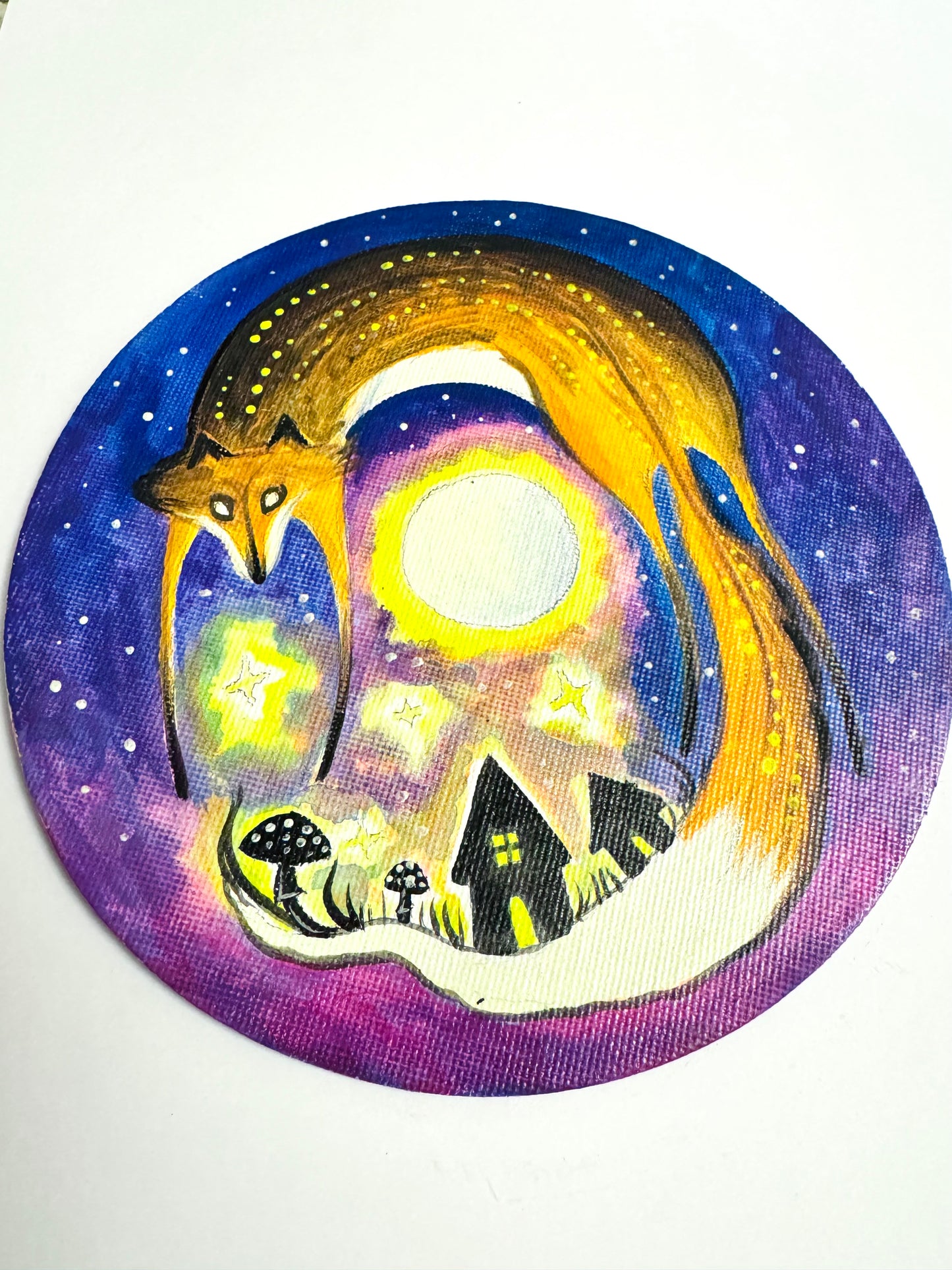 Original ROUND magnetic acrylic painting on canvas / Eredeti akrilfestmény KEREK vásznon (mágneses)