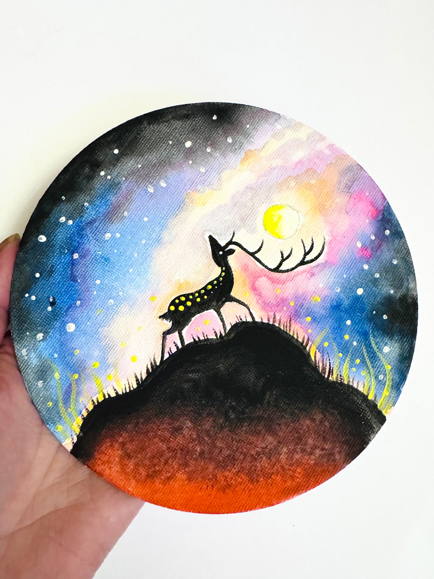 Original ROUND magnetic acrylic painting on canvas / Eredeti akrilfestmény KEREK vásznon (mágneses)