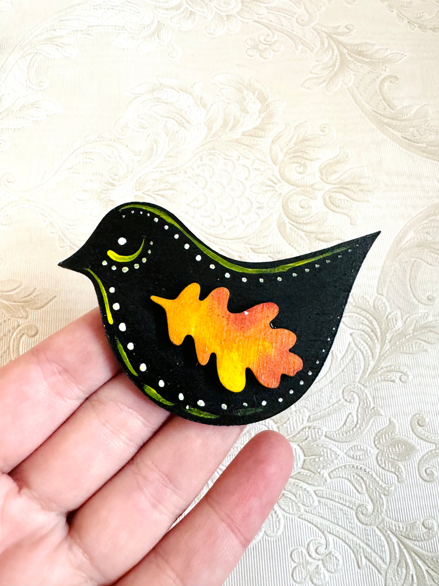 Hand-painted autumn bird MAGNET / Kézzel festett őszi madárka mágnes