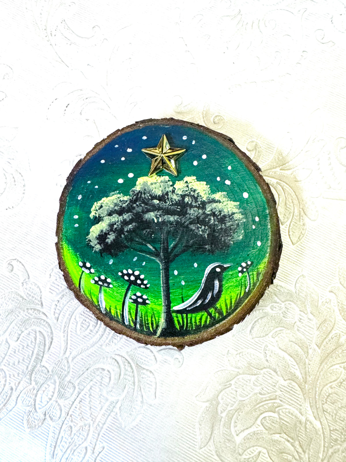 Hand-painted mini wood slice MAGNET / Kézzel festett mini fakorong mágnes