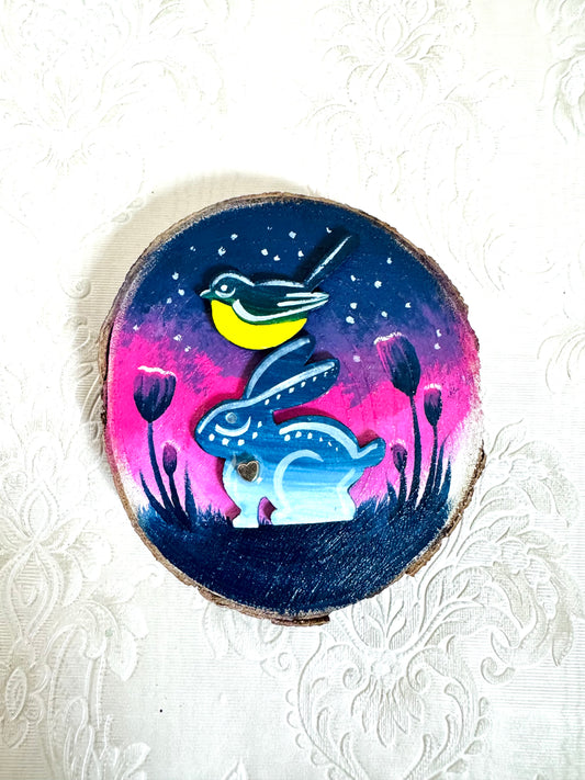 Hand-painted mini wood slice MAGNET / Kézzel festett mini fakorong mágnes
