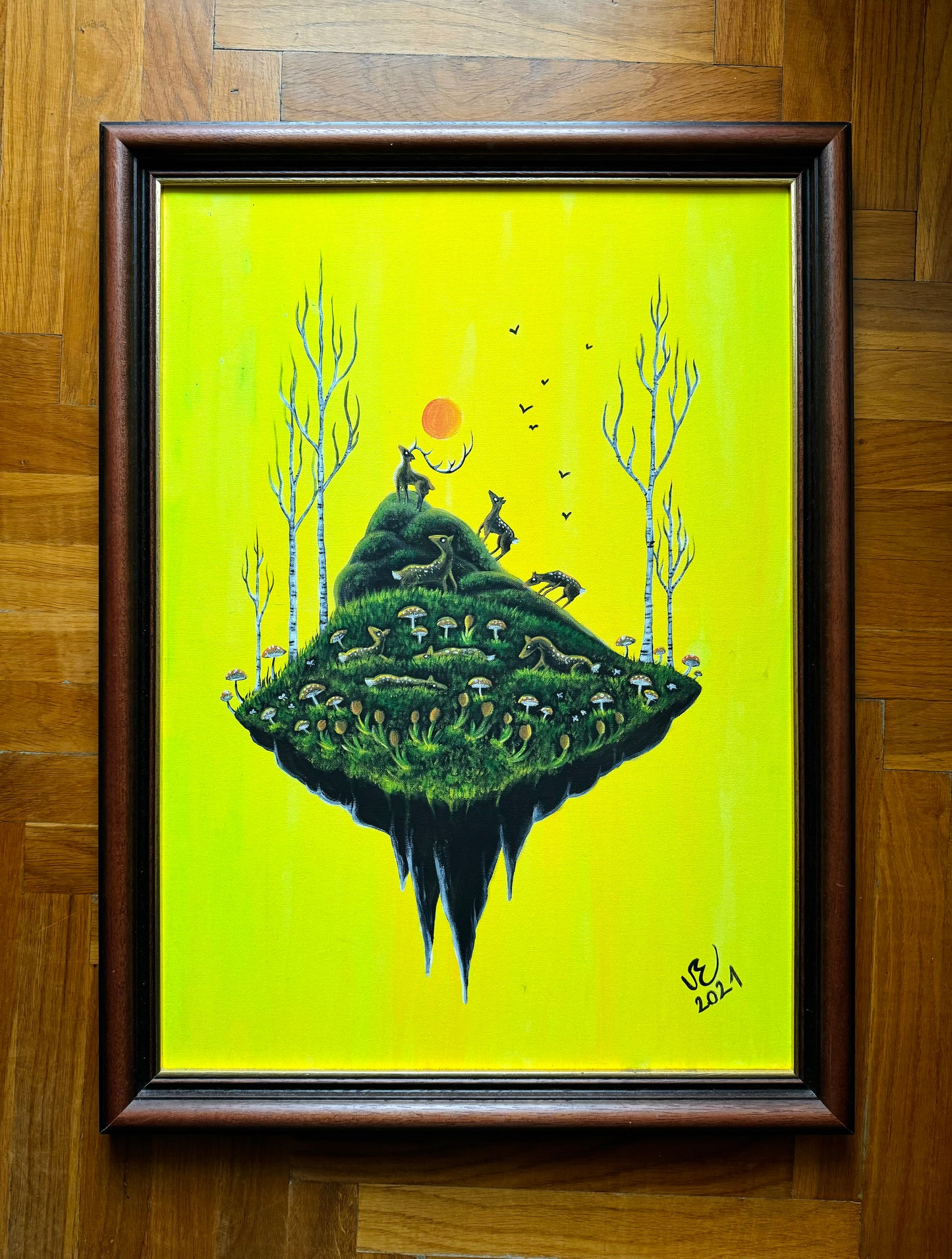 LARGE original acrylic painting on canvas, FRAMED / NAGY eredeti akrilfestmény vásznon, KERETBEN