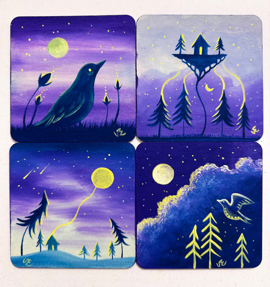 EYCIIR kézzel festett alátét szett (4 db-os) / EYCIIR handpainted coaster set (4 pcs)