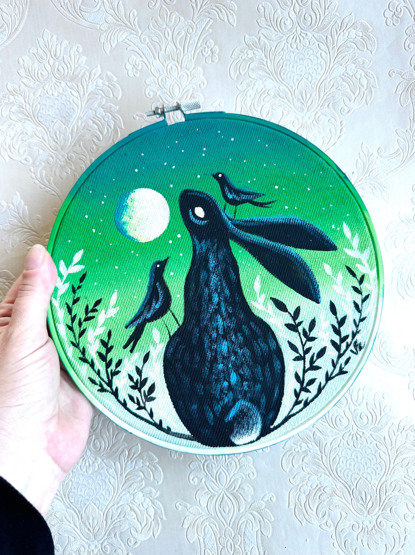 Original acrylic painting on upcycled denim / Eredeti akrilfestmény farmerre