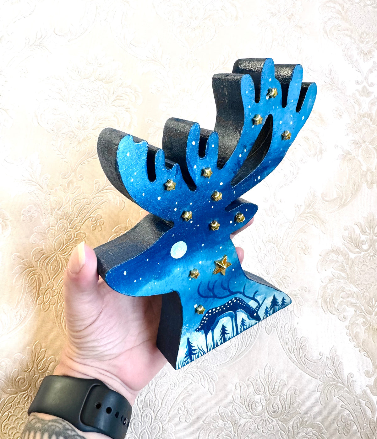 Christmas deer head figurine / Karácsonyi szarvasfej