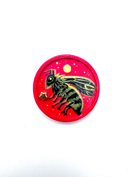 Round wooden brooch / Kerek fa bross