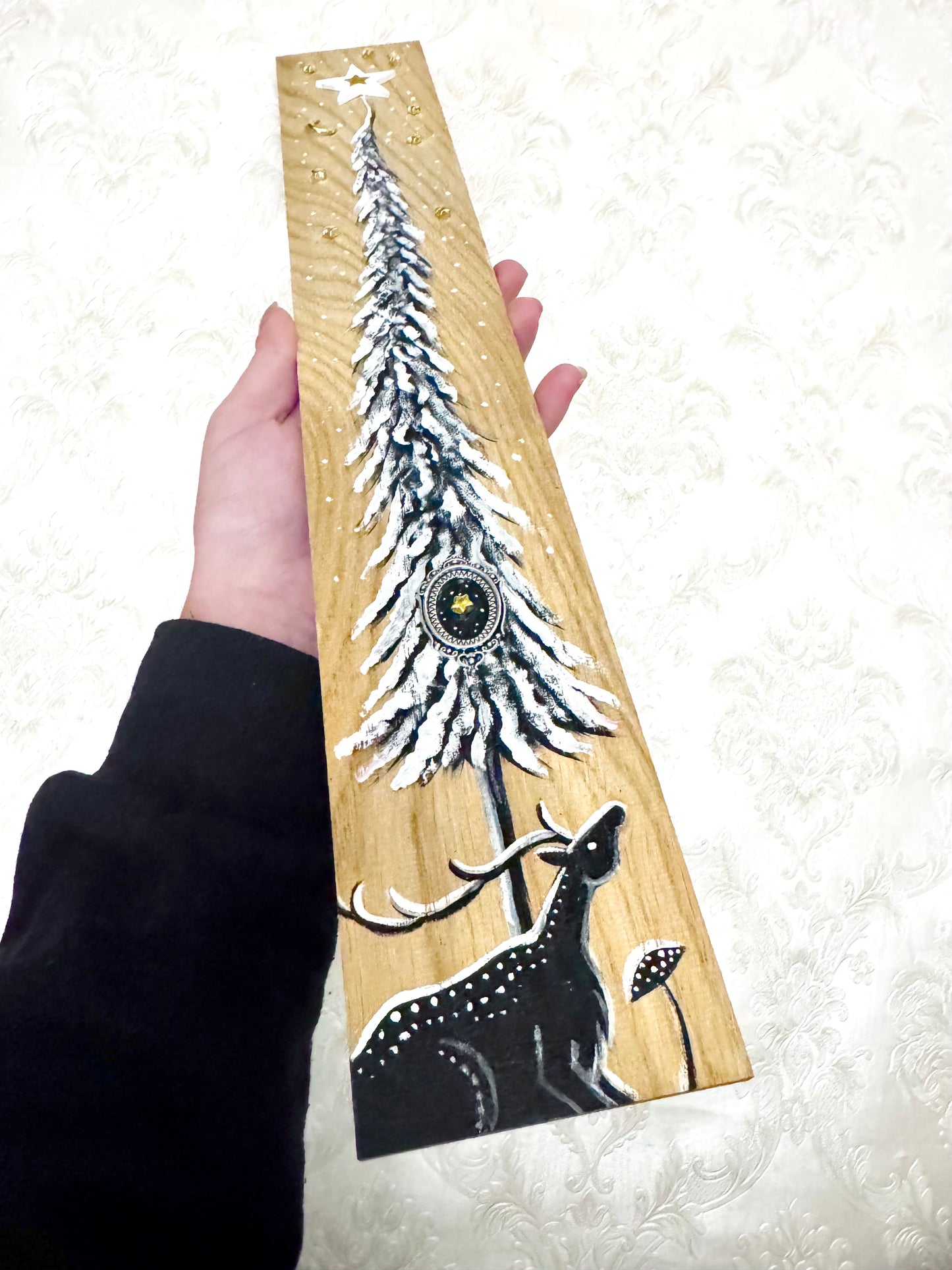 Parkettaléc-festmény NAGYOBB / Painting on wooden parquette strip, LARGER SIZE