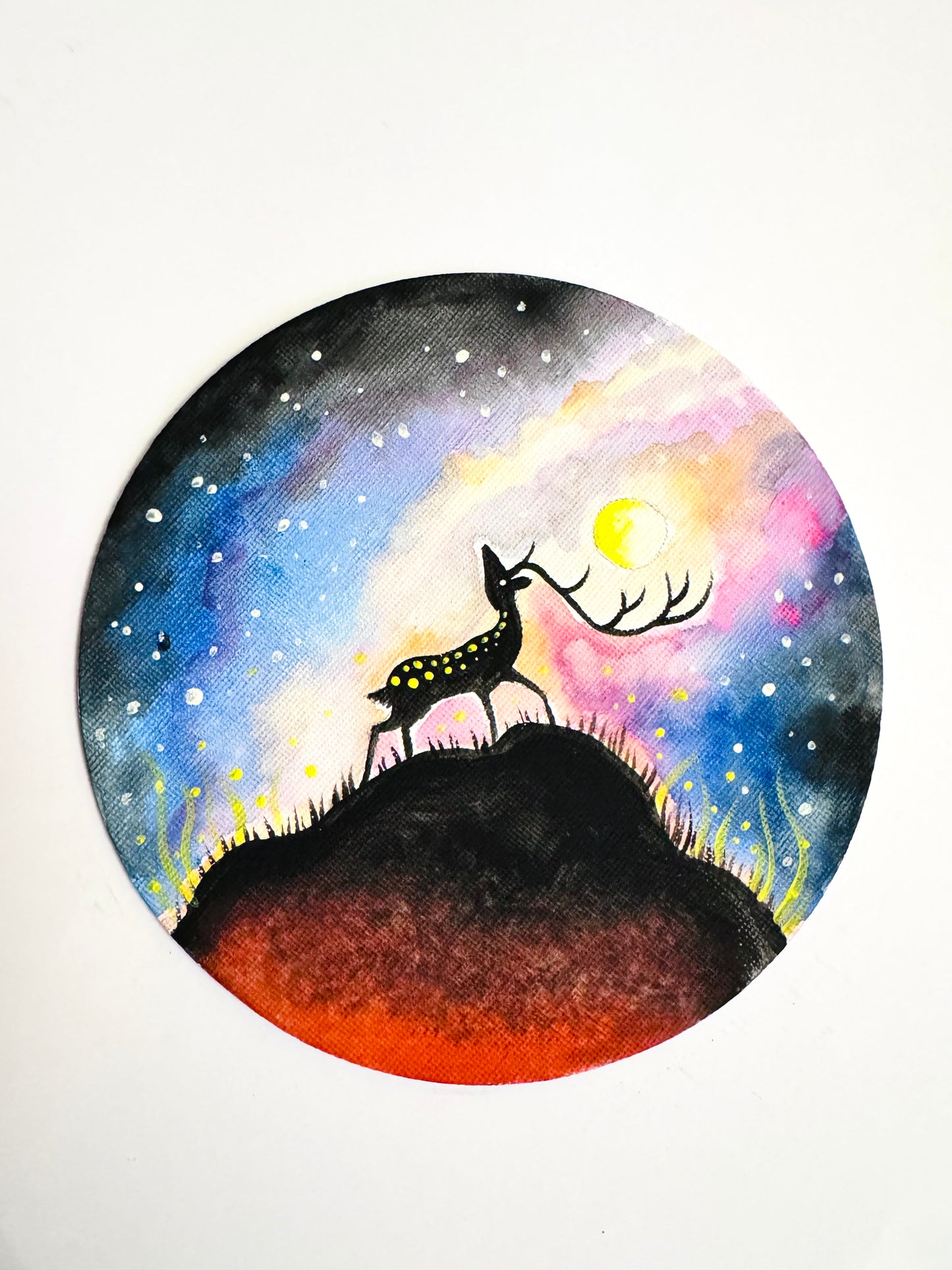 Original ROUND magnetic acrylic painting on canvas / Eredeti akrilfestmény KEREK vásznon (mágneses)