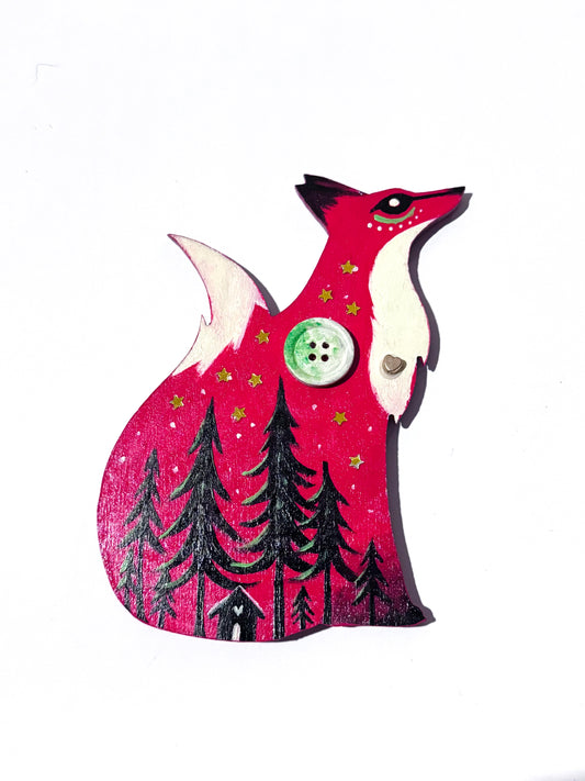 Hand-painted EYCIIR fox MAGNET / Kézzel festett EYCIIR róka mágnes