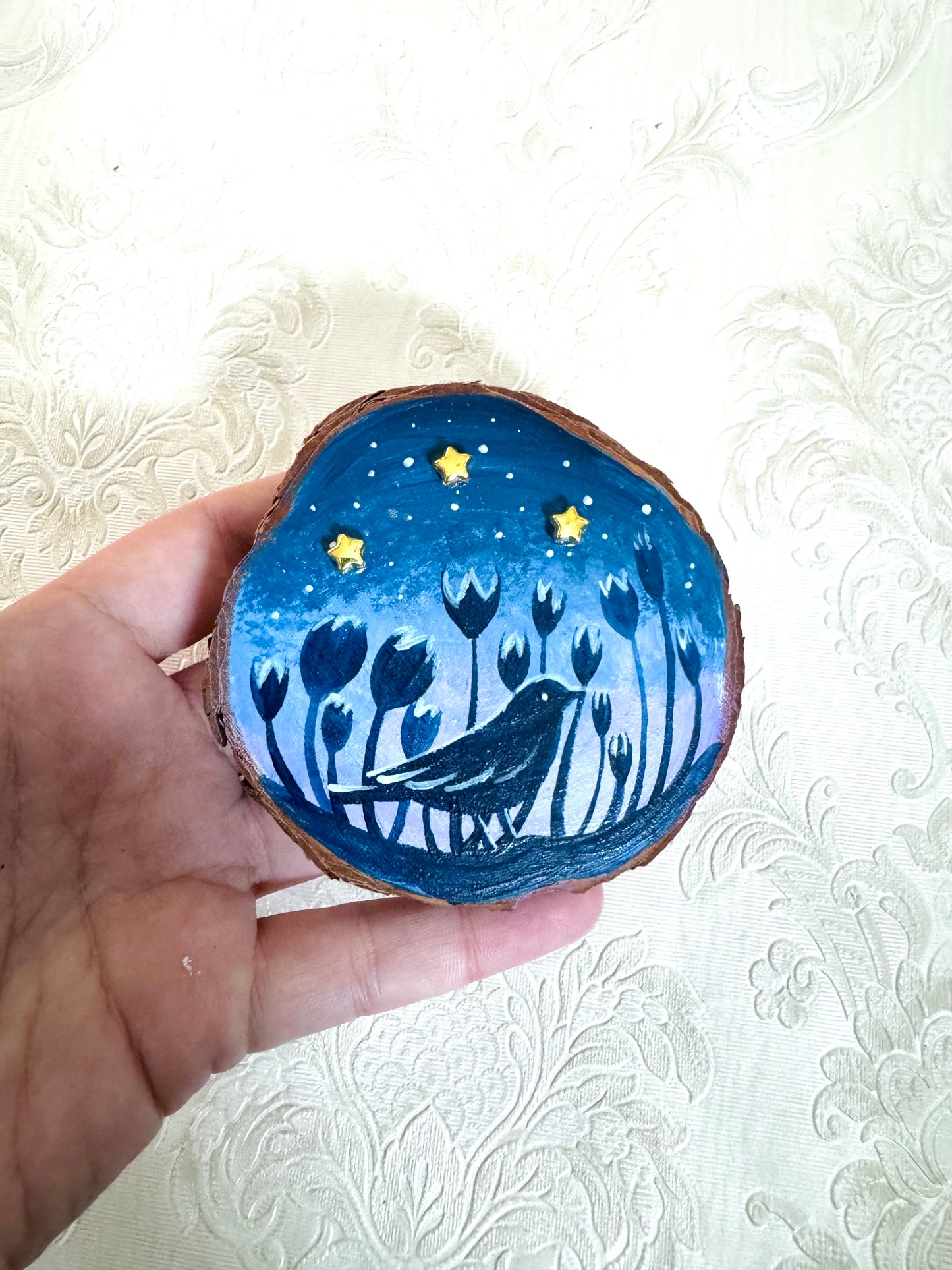 Hand-painted mini wood slice MAGNET / Kézzel festett mini fakorong mágnes