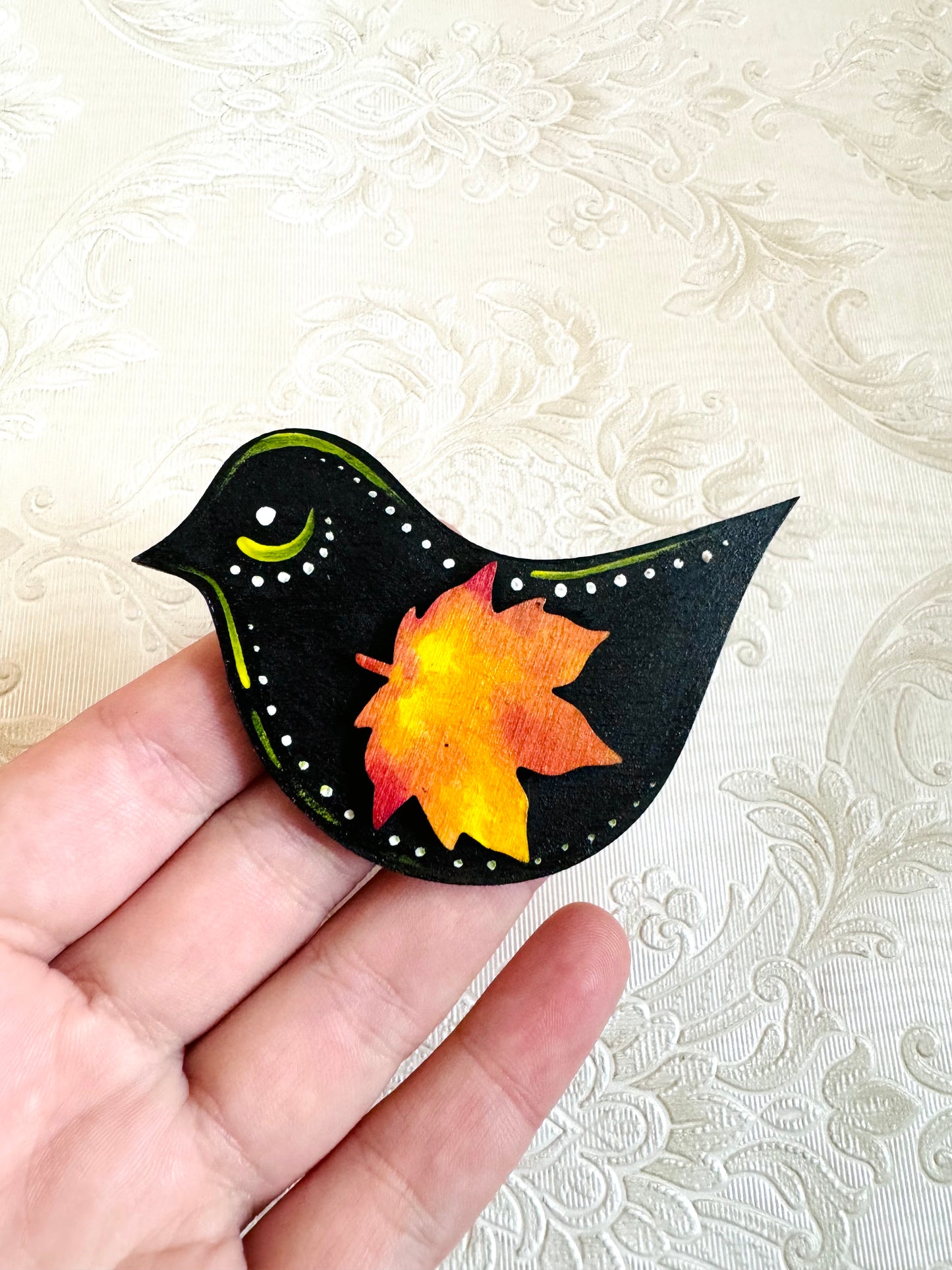 Hand-painted autumn bird MAGNET / Kézzel festett őszi madárka mágnes