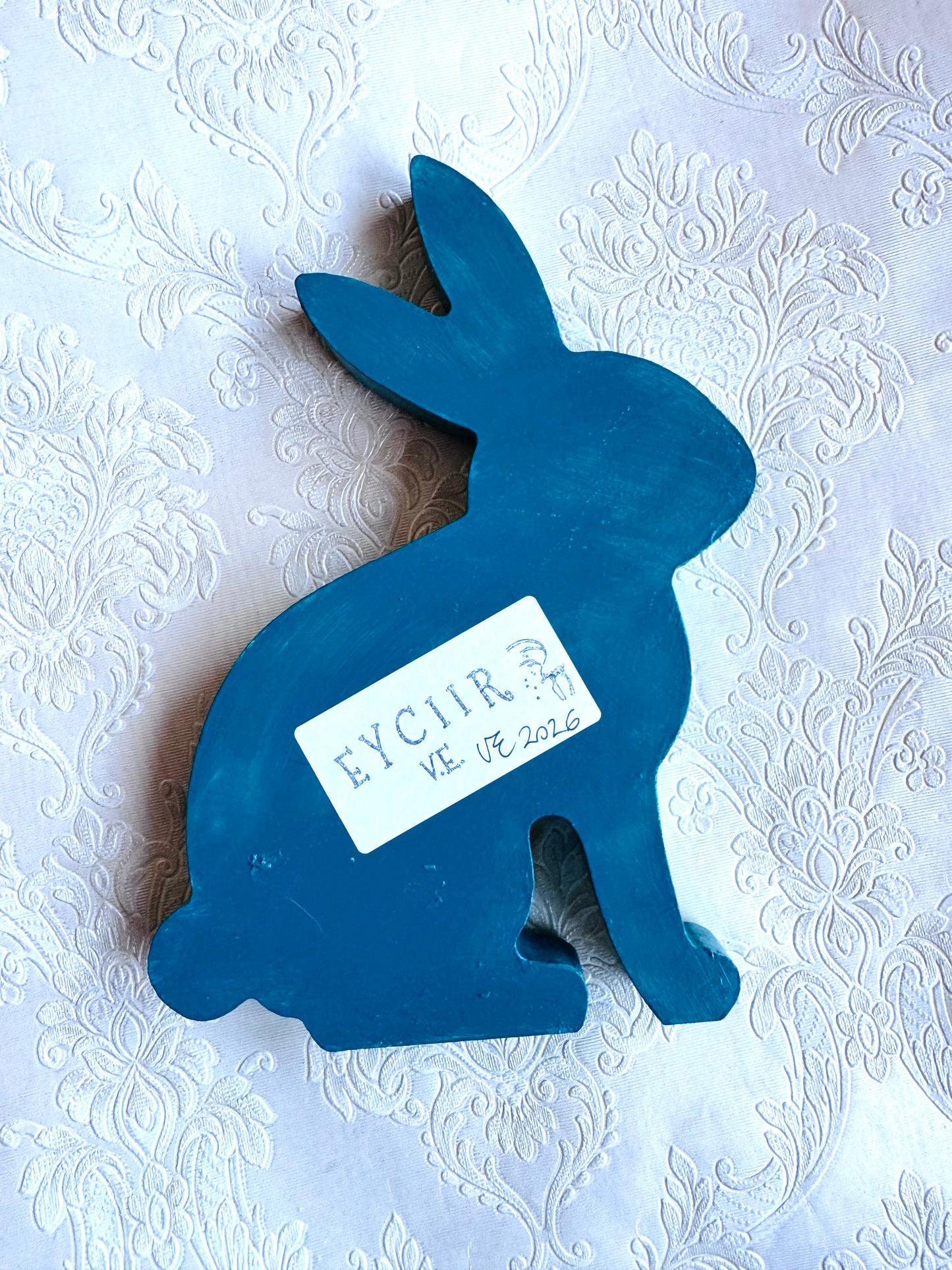 Springdecor rabbit wooden figurine LARGER SIZE / Tavaszi nyuszi álló fafigura NAGYOBB MÉRET