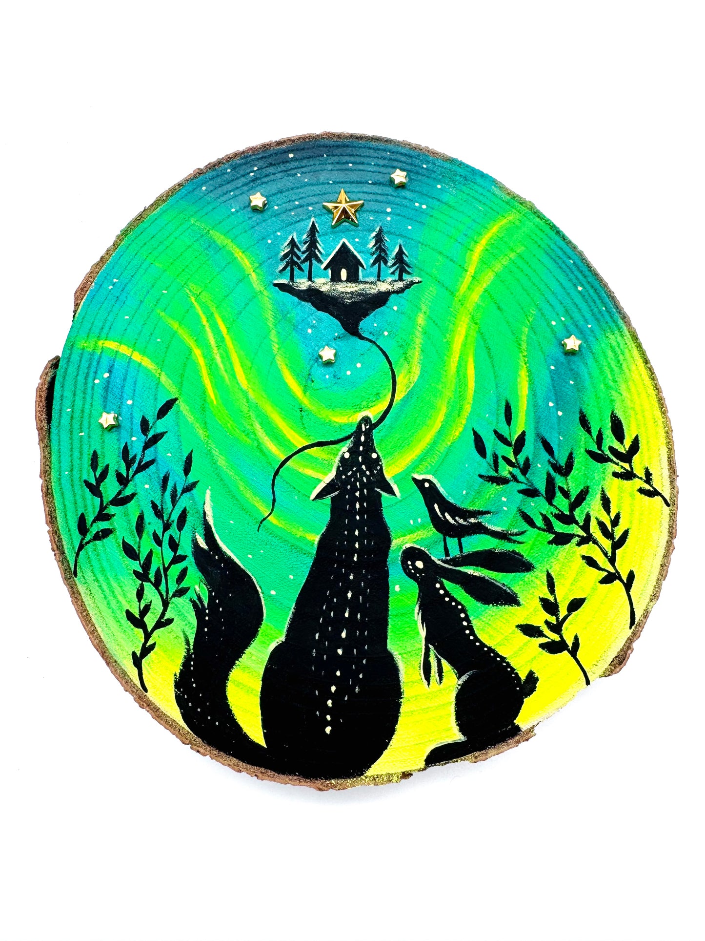 MEDIUM round hand-painted wood slice / Közepes méretű kerek kézzel festett fakorong