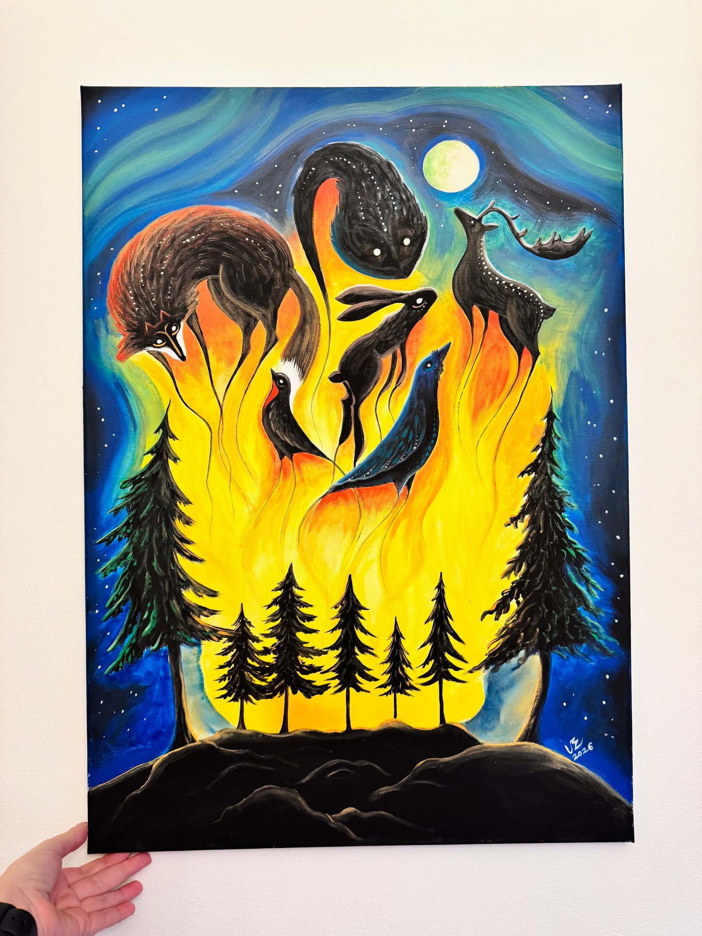 LARGE original acrylic painting on CANVAS / Nagy EREDETI festmény vászonra