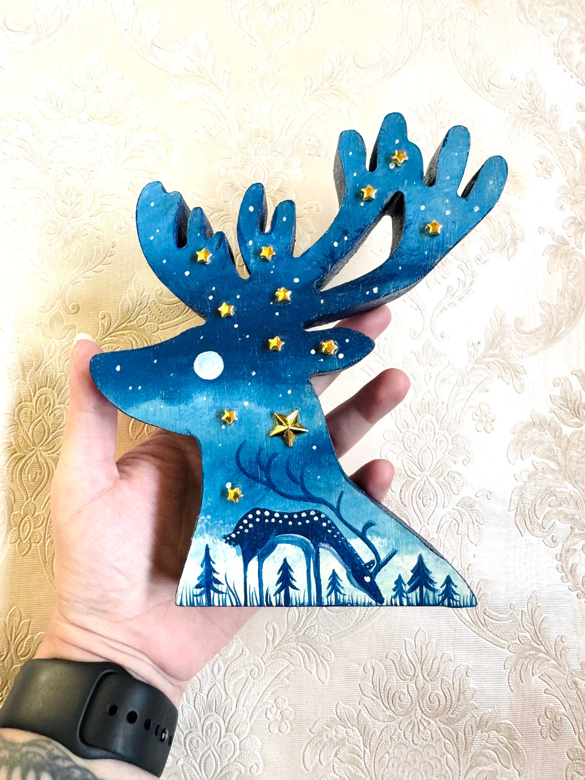 Christmas deer head figurine / Karácsonyi szarvasfej