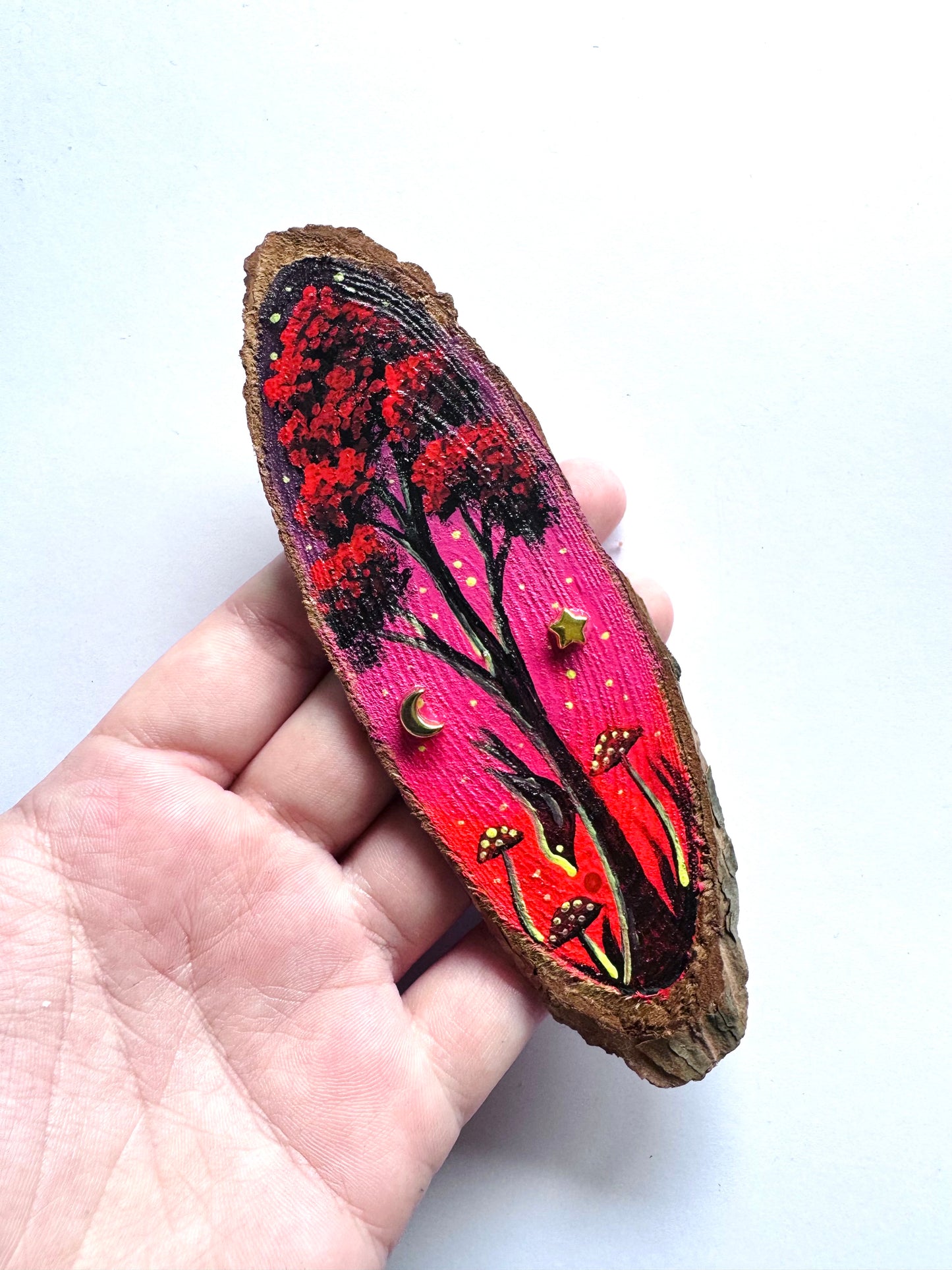 Hand-painted mini wood slice MAGNET / Kézzel festett mini fakorong mágnes
