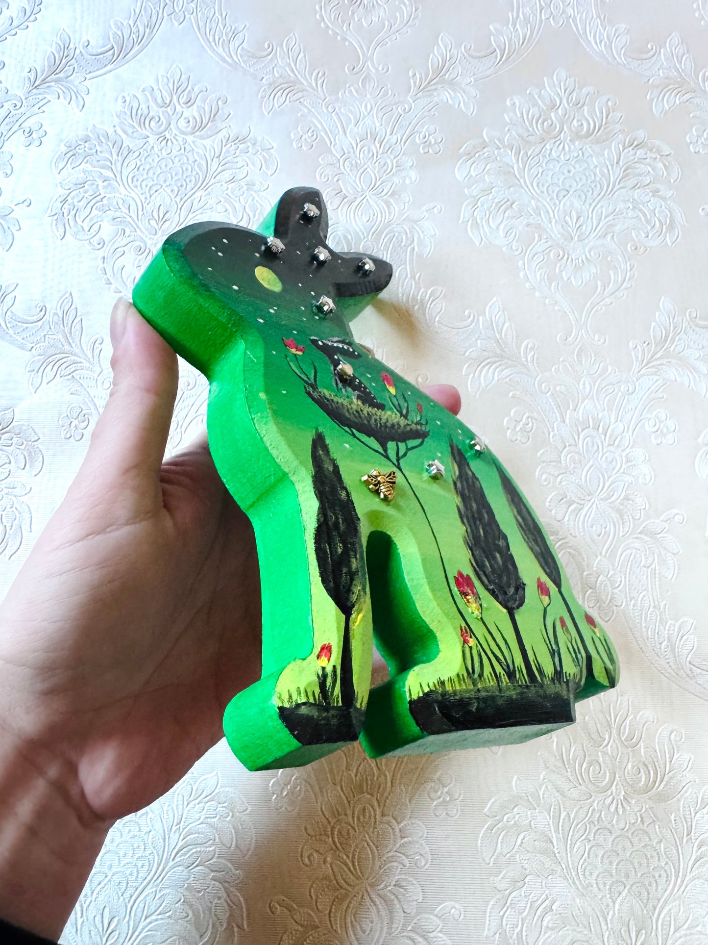 Springdecor rabbit wooden figurine LARGER SIZE / Tavaszi nyuszi álló fafigura NAGYOBB MÉRET