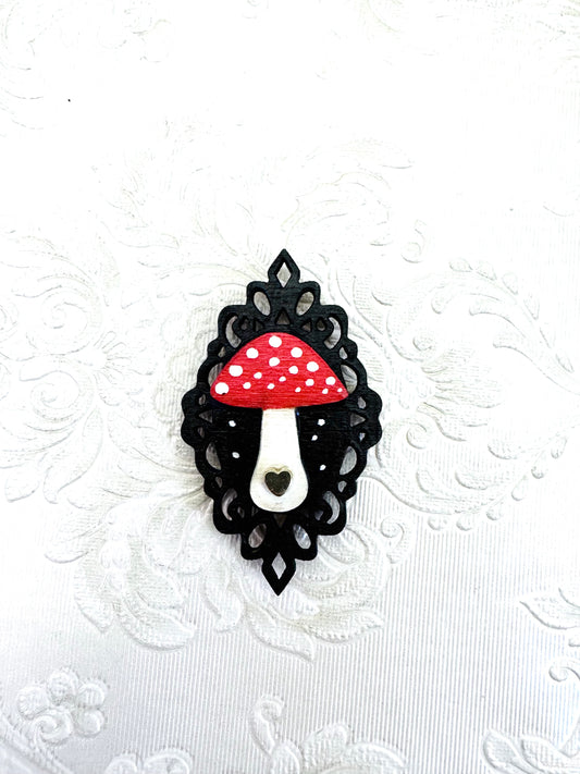 Hand-painted small ornate mushroom MAGNET / Kézzel festett kicsi díszes keretes gomba MÁGNES
