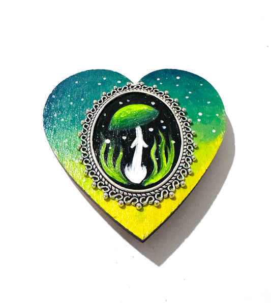 Hand-painted (bigger) wood & steel heart MAGNET / Kézzel festett nagyobb fa & fém szív MÁGNES