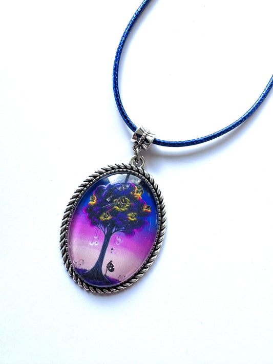 Big oval pendant / Nagy ovális medál egyedi grafikával l