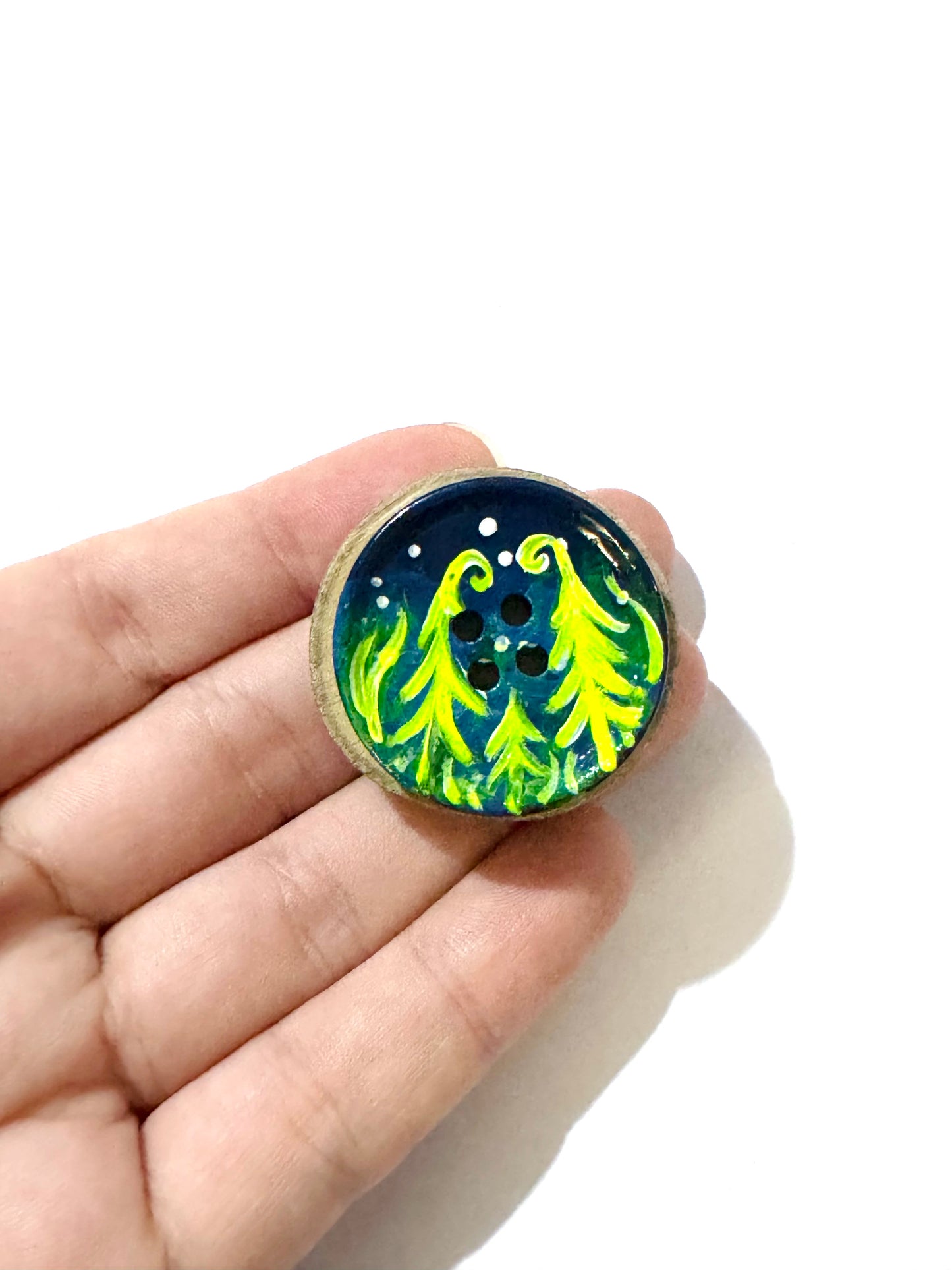 Hand-painted mini wood & button MAGNET / Kézzel festett mini fakorong & gomb MÁGNES