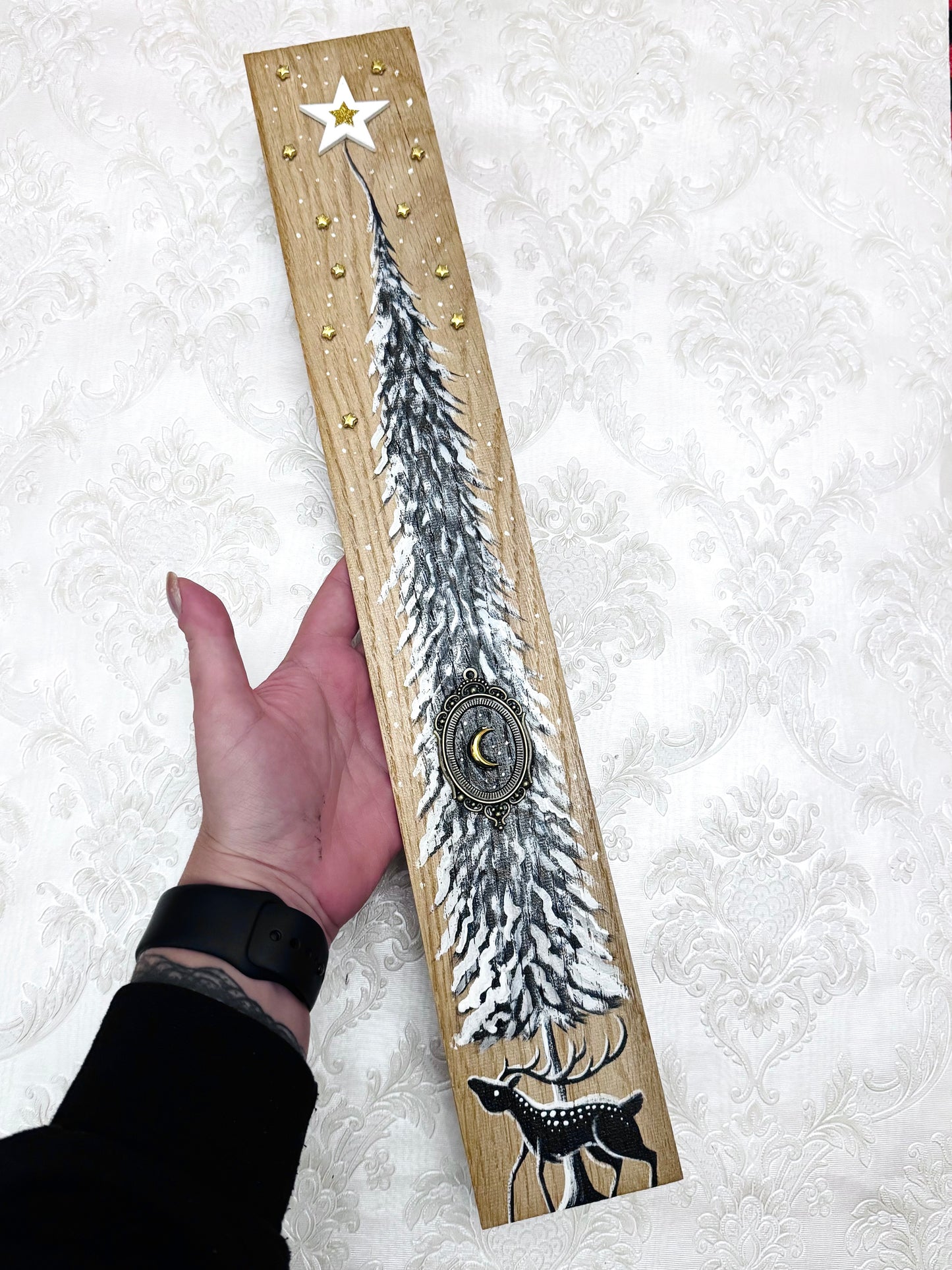 Parkettaléc-festmény NAGYOBB / Painting on wooden parquette strip, LARGER SIZE