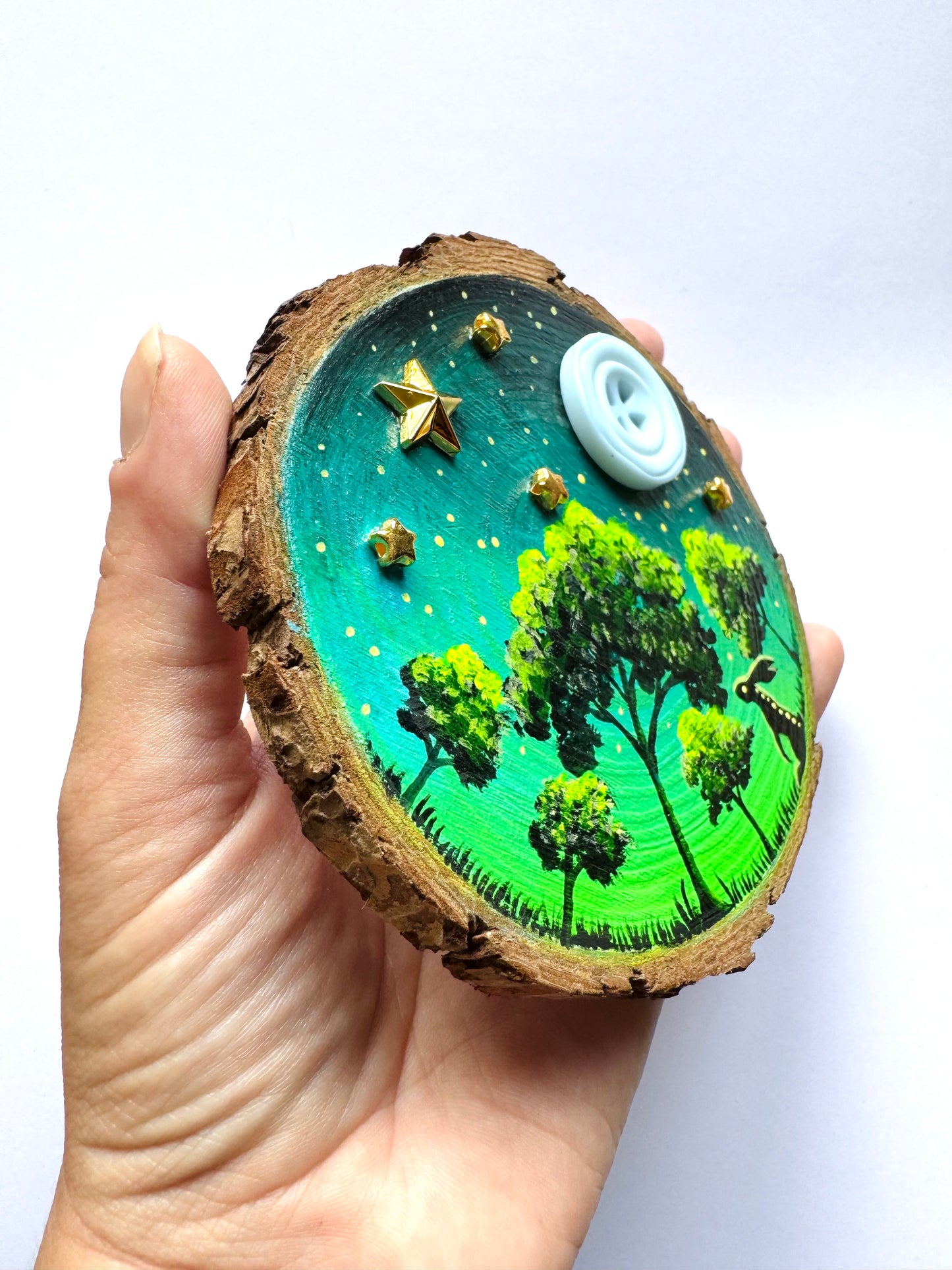 Hand-painted rustic wood slice smaller / Kézzel festett rusztikus fakorong kisebb