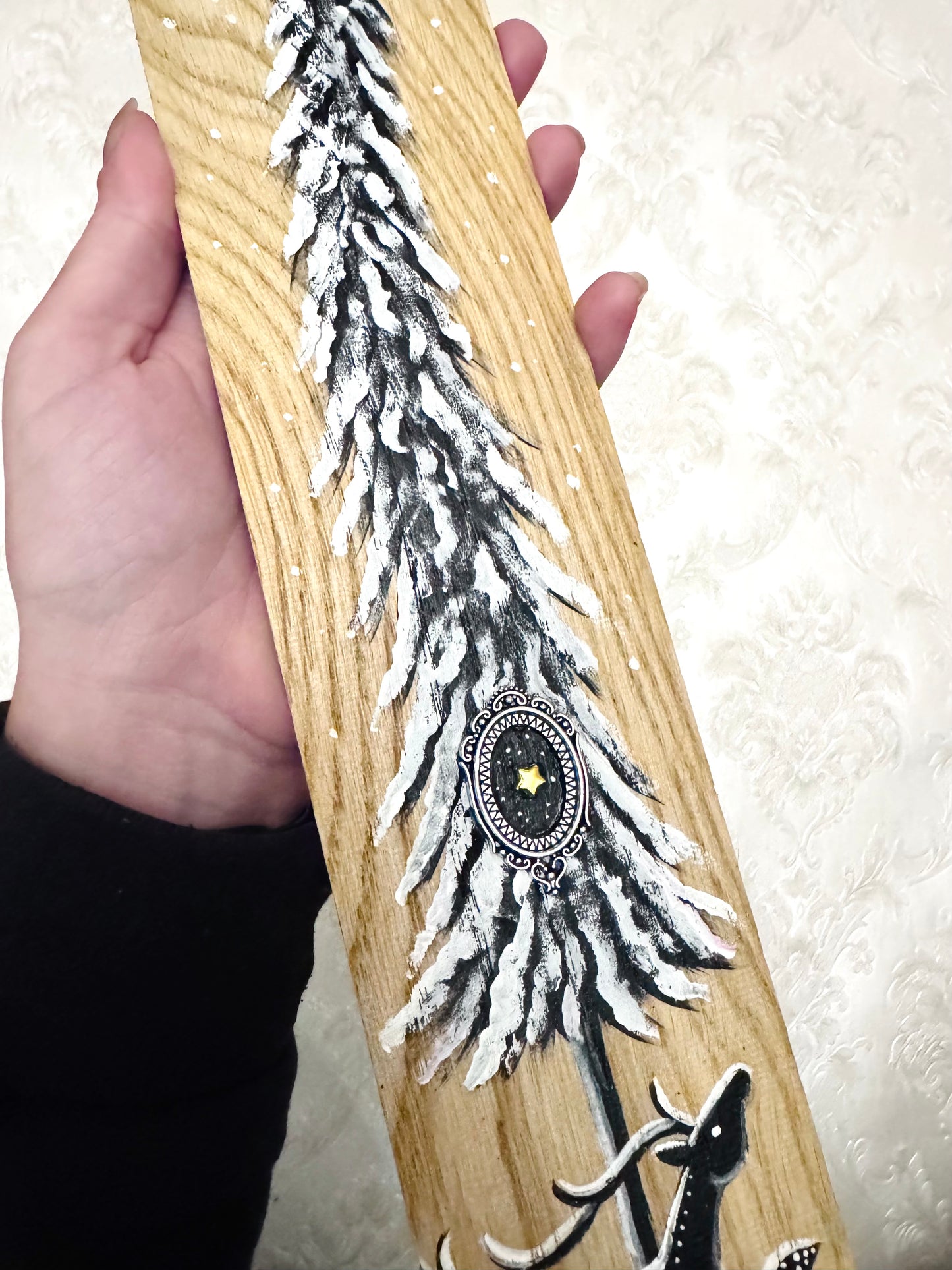 Parkettaléc-festmény NAGYOBB / Painting on wooden parquette strip, LARGER SIZE