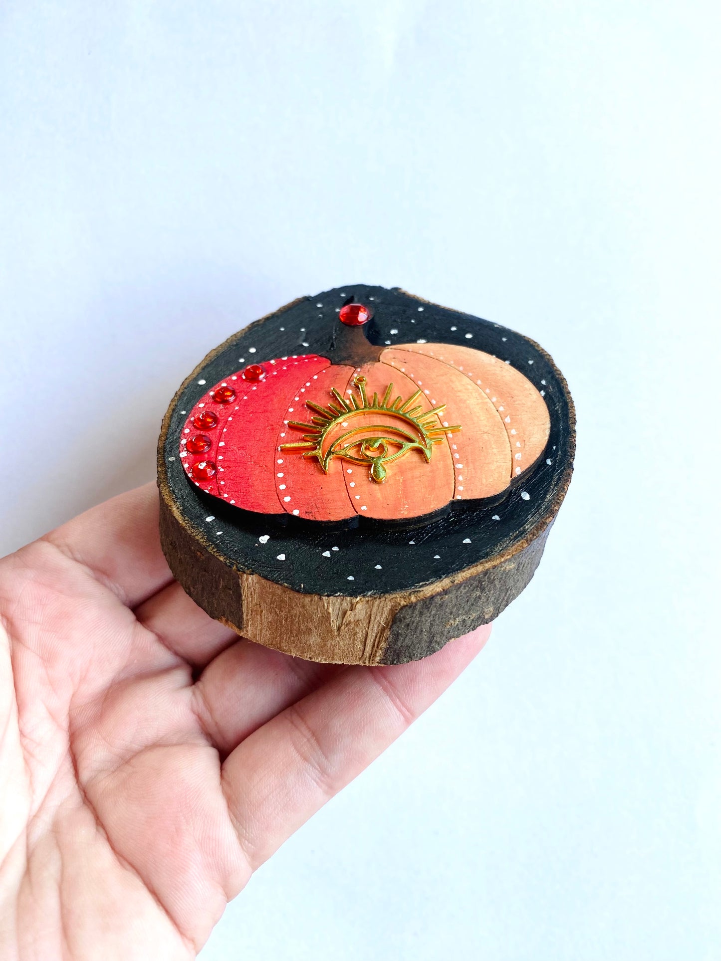 Hand-painted wood slice pumpkin  MAGNET / Kézzel festett tökös fakorong mágnes